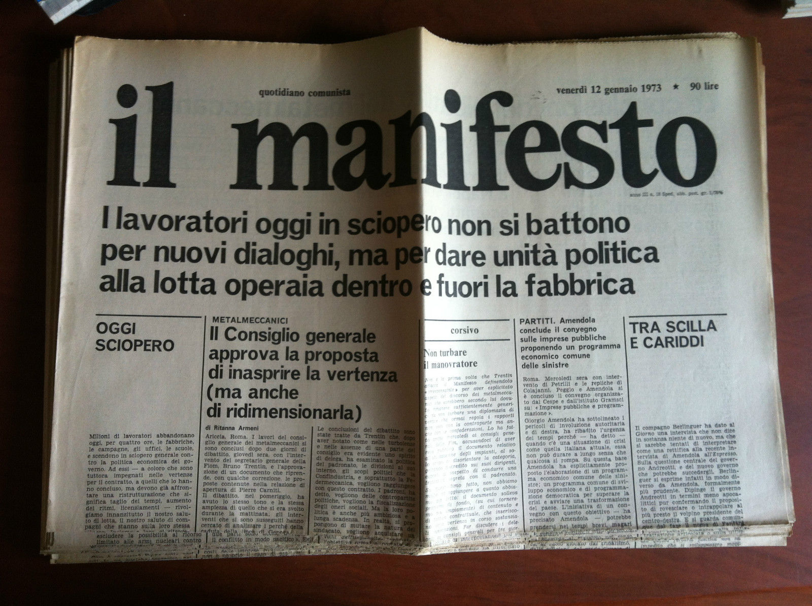 Il Manifesto anno III n^ 10 Venerdì 12 Gennaio 1973 …