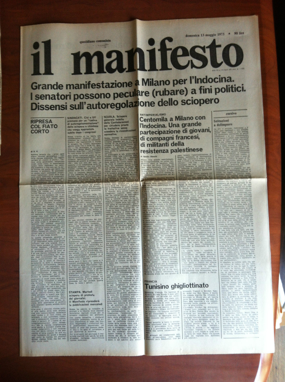 Il Manifesto anno III n^ 113 Domenica 13 Maggio 1973 …