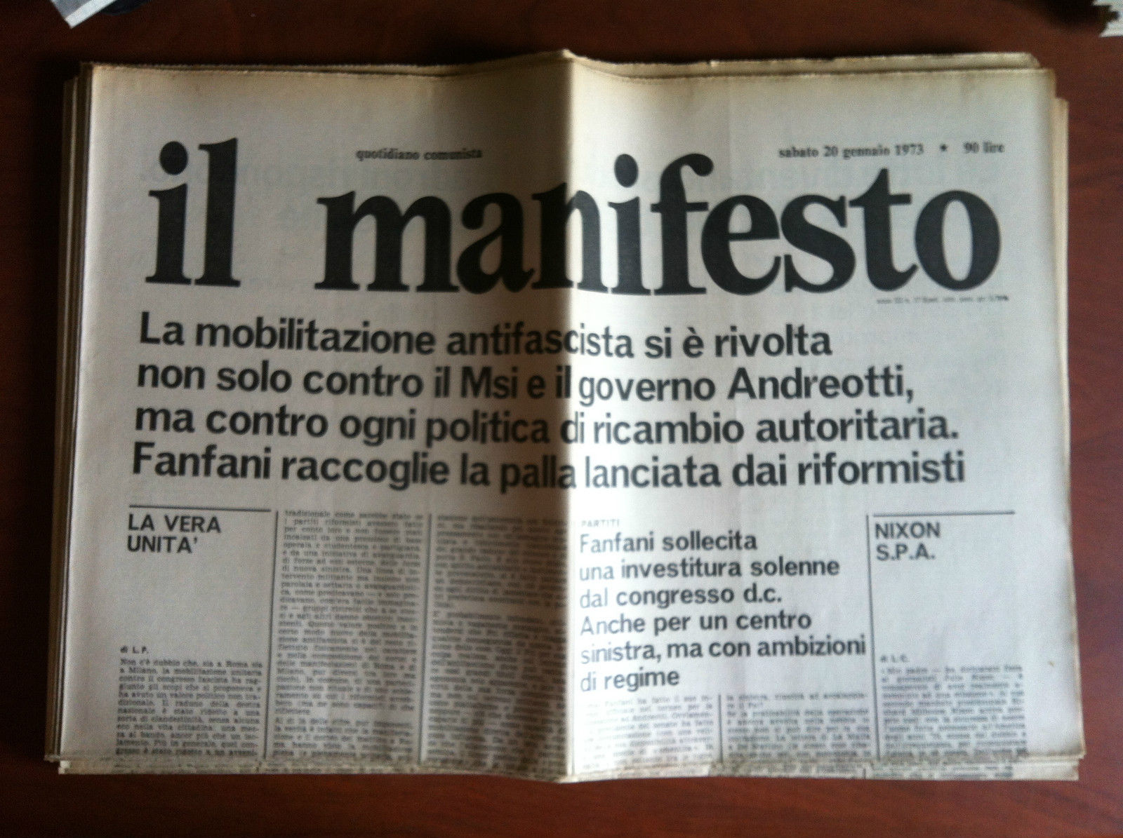 Il Manifesto anno III n^ 17 Sabato 20 Gennaio 1973 …