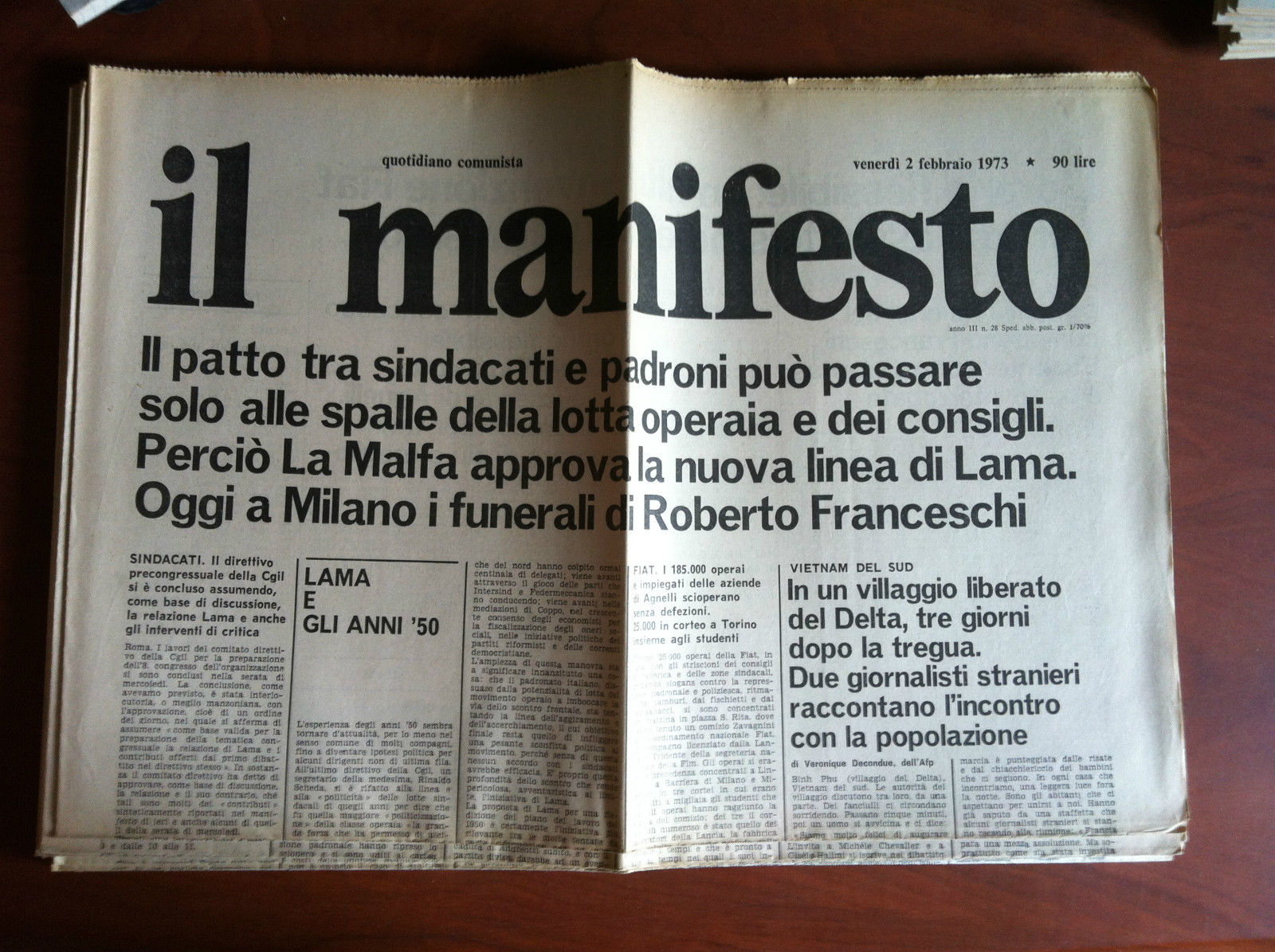 Il Manifesto anno III n^ 28 Venerdì 2 Febbraio 1973 …