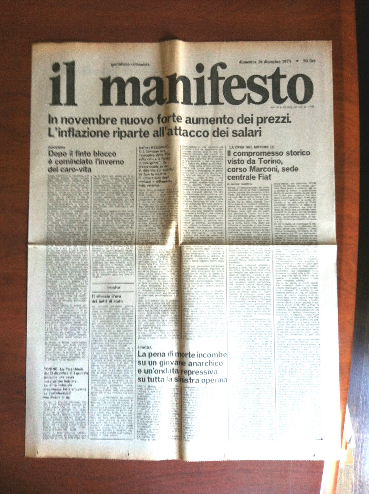 Il Manifesto anno III n^ 290 domenica 16 dicembre 1973 …