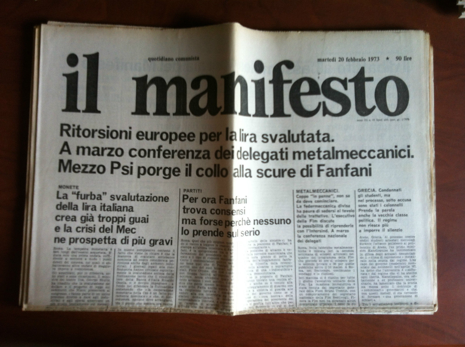 Il Manifesto anno III n^ 43 Martedì 20 Febbraio 1973 …