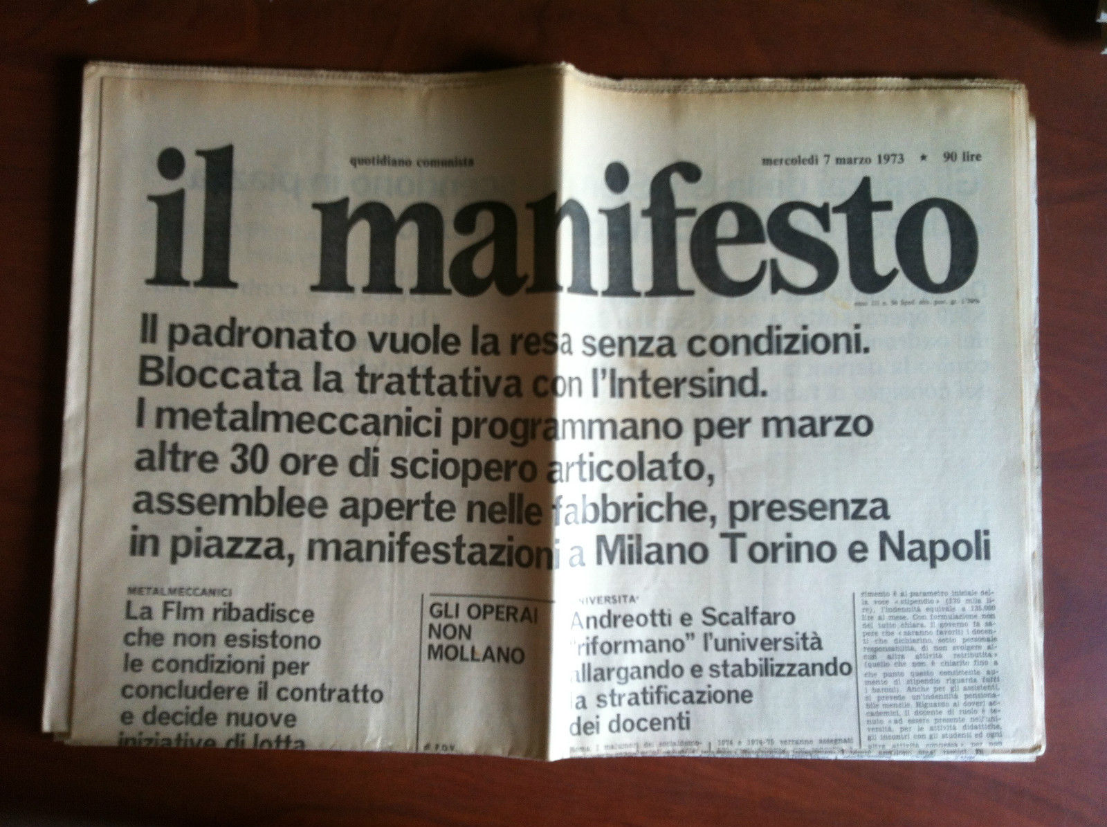 Il Manifesto anno III n^ 56 Mercoledì 7 Marzo 1973 …