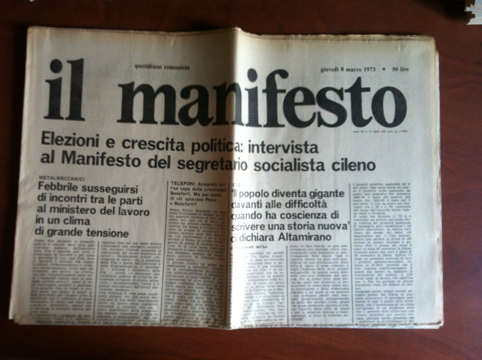 Il Manifesto anno III n^ 57 Giovedì 8 Marzo 1973 …