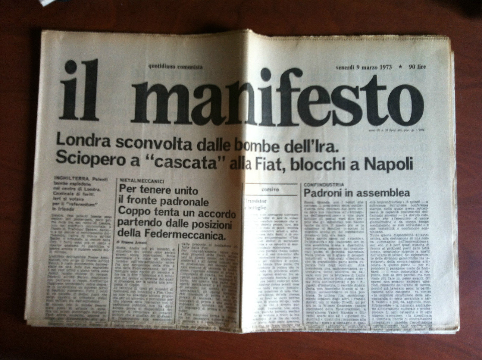 Il Manifesto anno III n^ 58 Venerdì 9 Marzo 1973 …