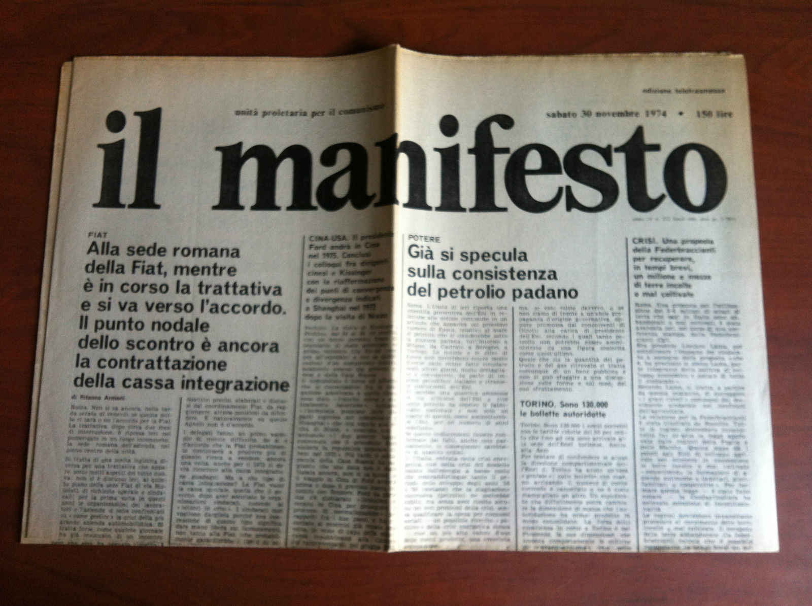 Il Manifesto anno IV n^ 272 Sabato 30 Novembre 1974 …