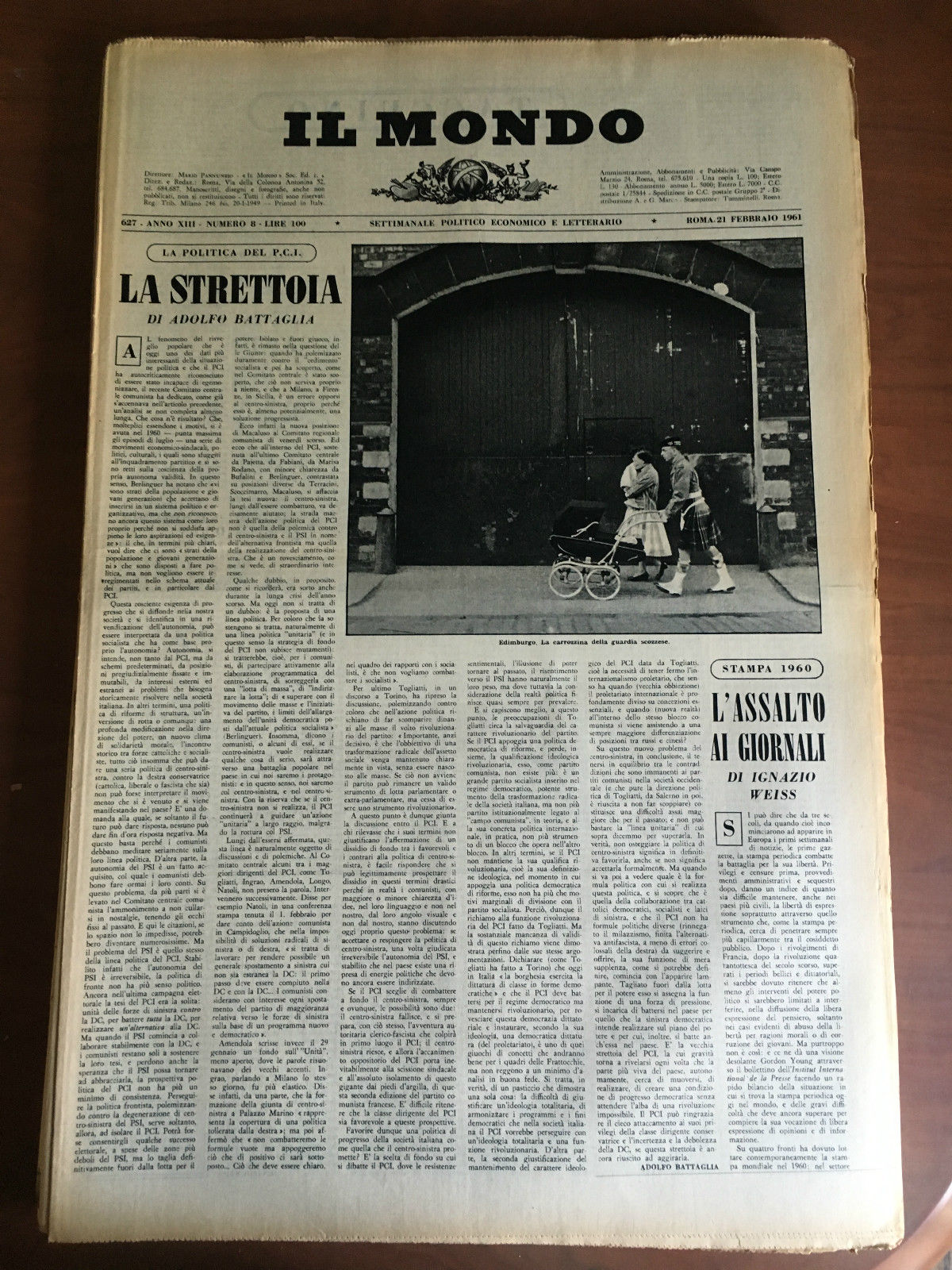 Il Mondo diretto da Mario Pannunzio 627 Anno XIII n^ …
