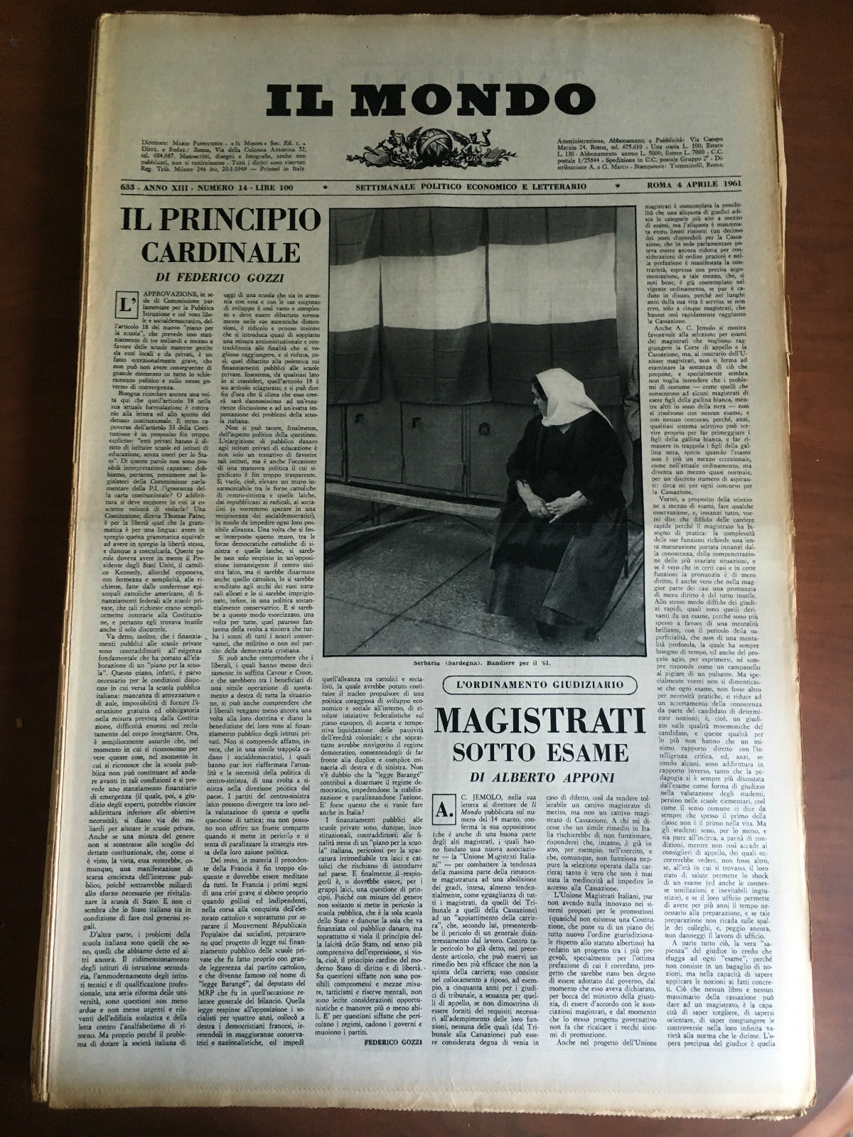 Il Mondo diretto da Mario Pannunzio 633 Anno XIII n^ …