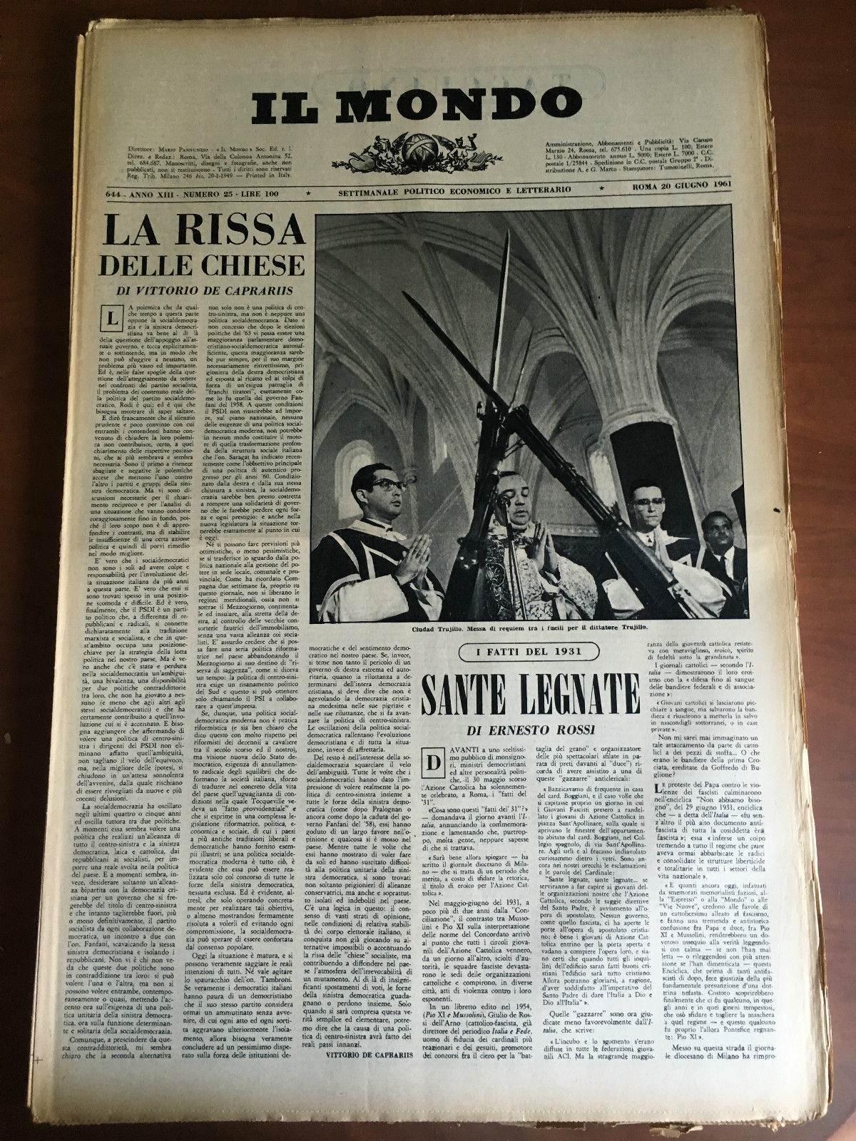 Il Mondo diretto da Mario Pannunzio 644 Anno XIII n^ …