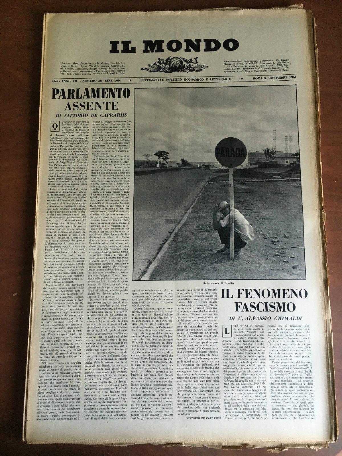 Il Mondo diretto da Mario Pannunzio 655 Anno XIII n^ …
