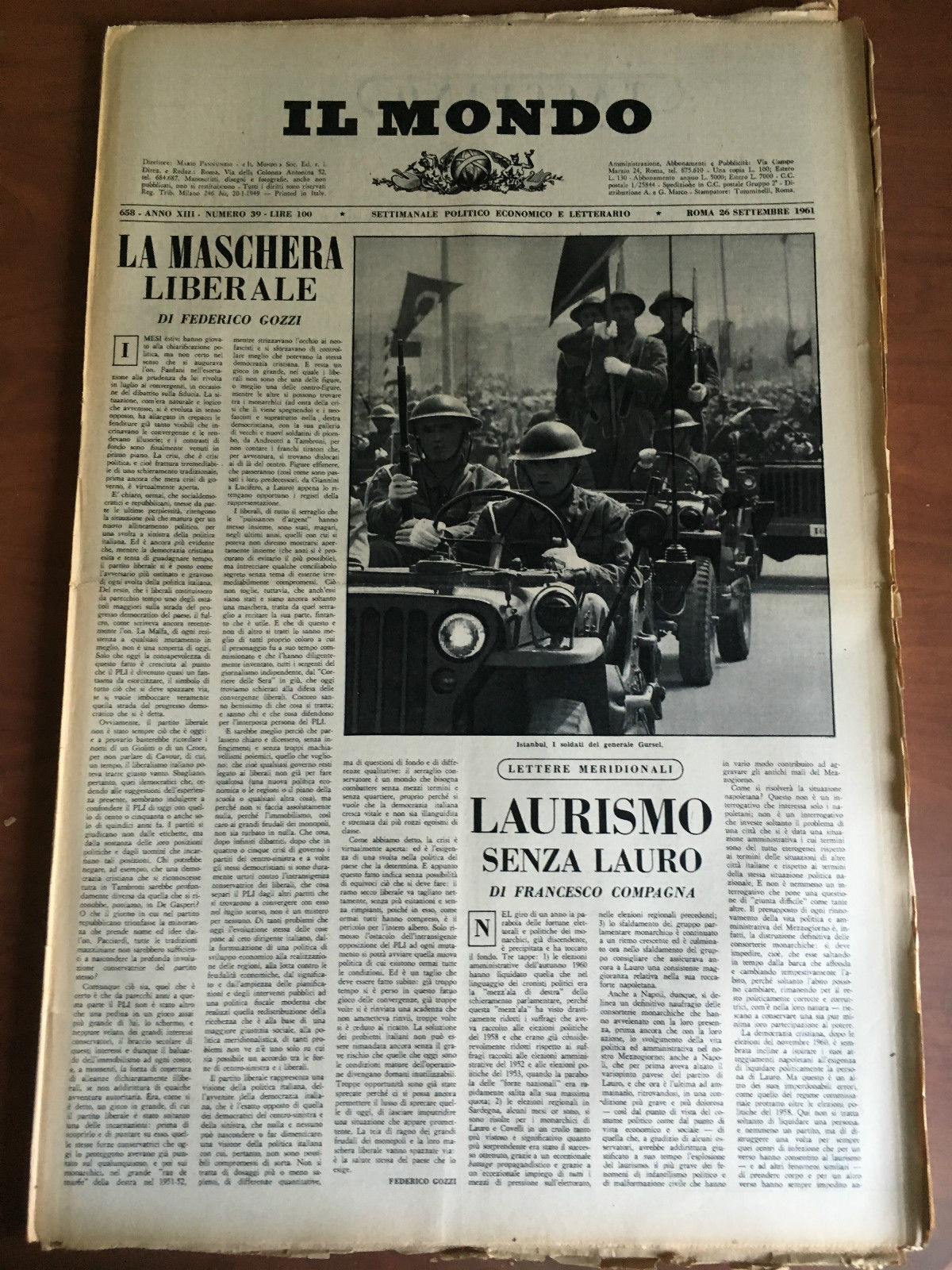 Il Mondo diretto da Mario Pannunzio 658 Anno XIII n^ …