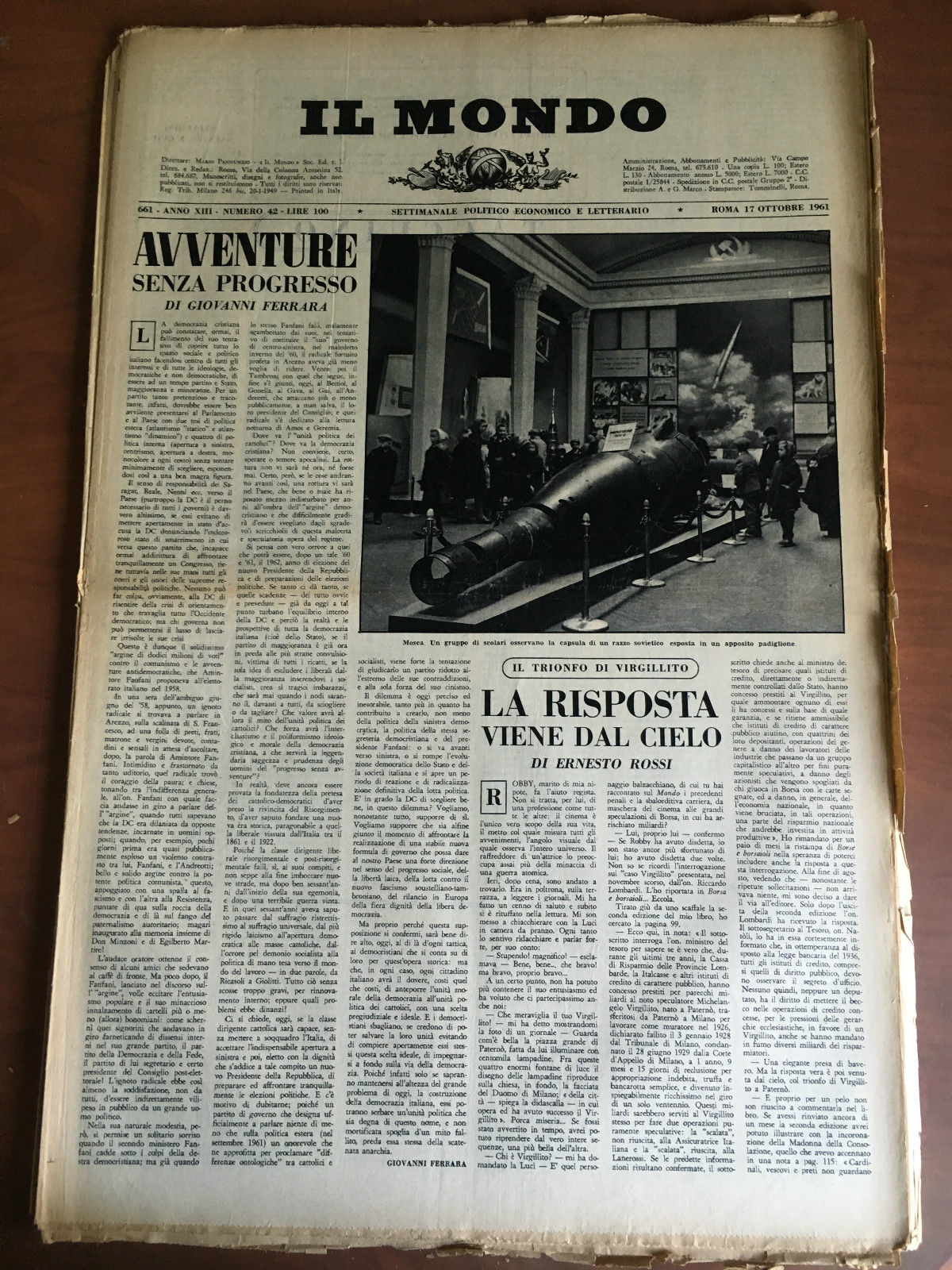 Il Mondo diretto da Mario Pannunzio 661 Anno XIII n^ …