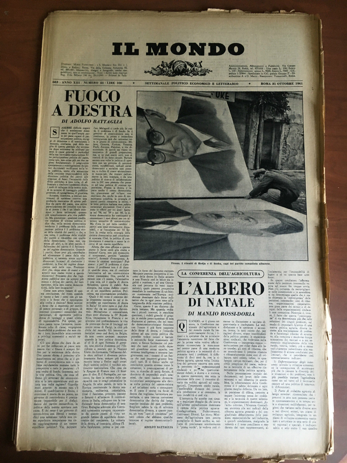 Il Mondo diretto da Mario Pannunzio 663 Anno XIII n^ …