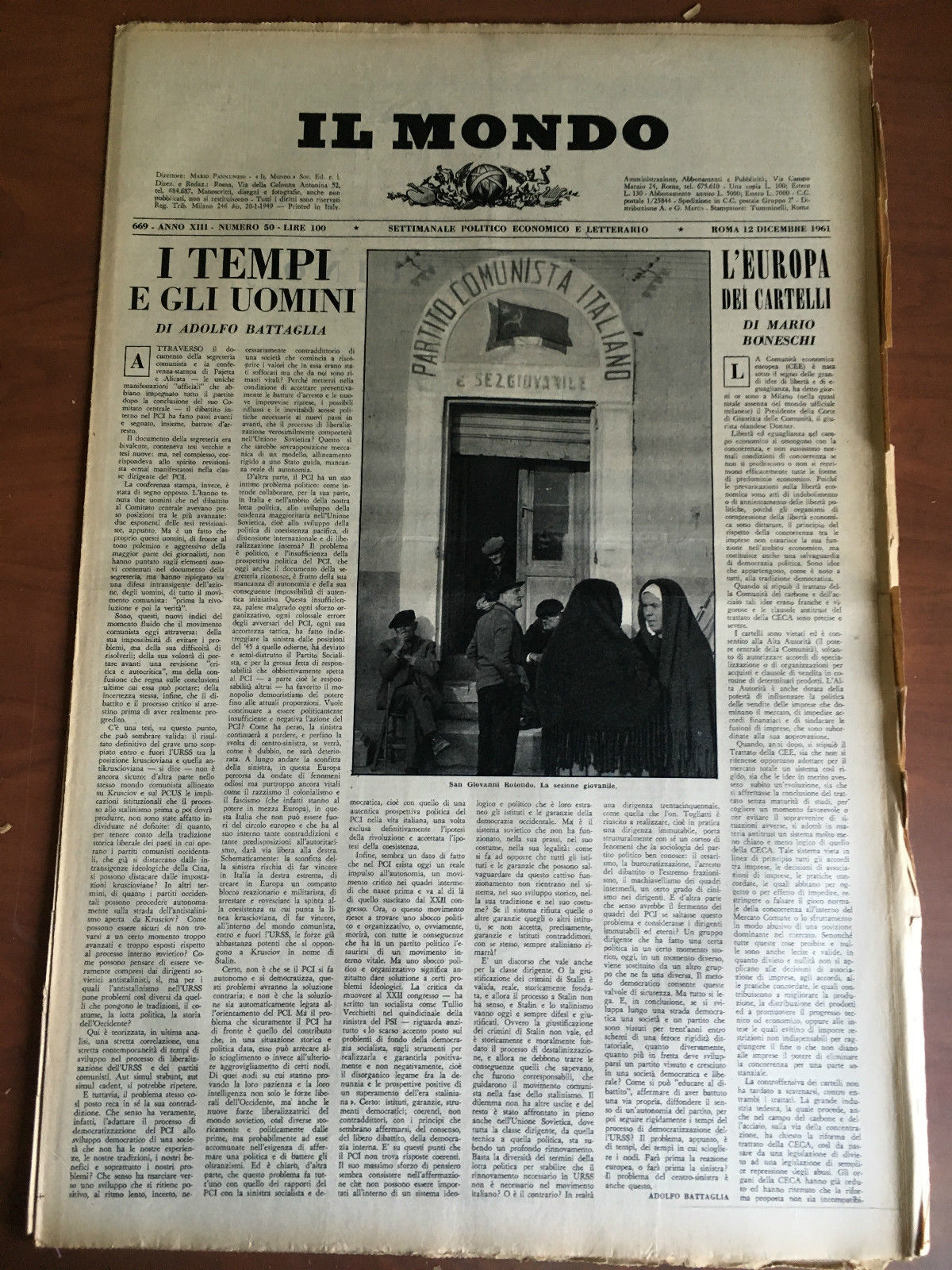 Il Mondo diretto da Mario Pannunzio 669 Anno XIII n^ …
