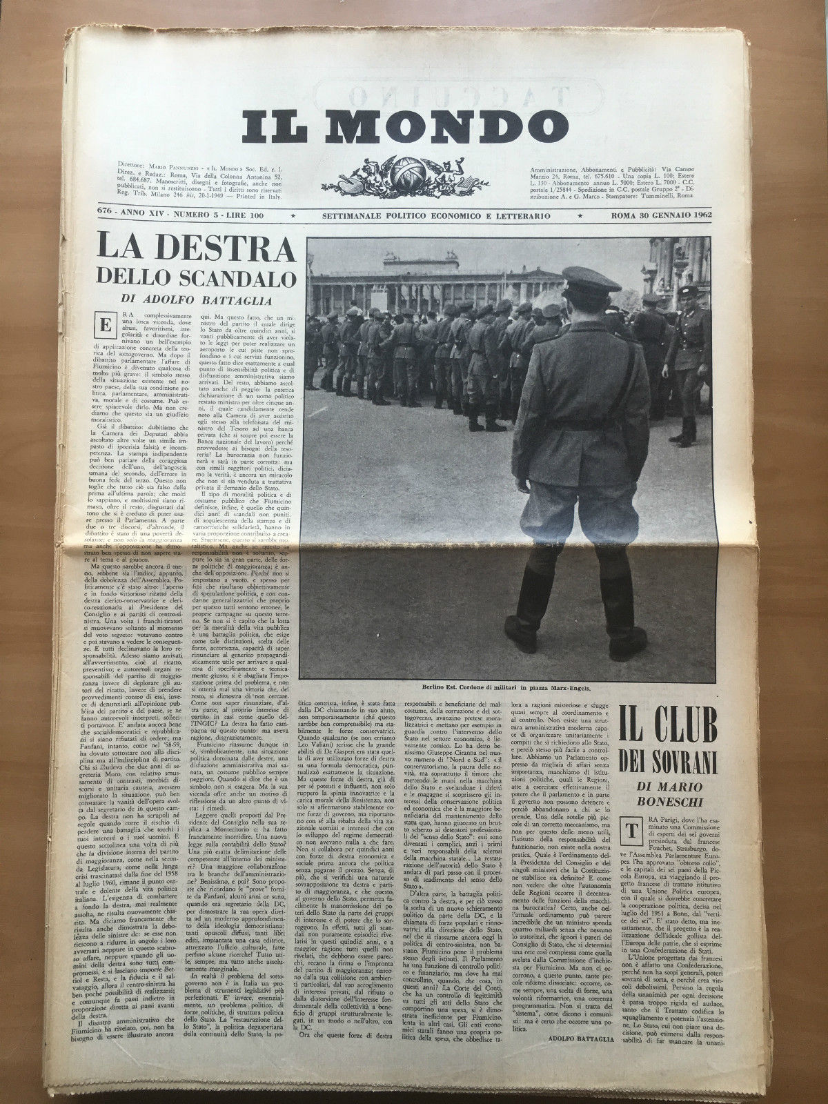 Il Mondo diretto da Mario Pannunzio 676 Anno XIV n^ …