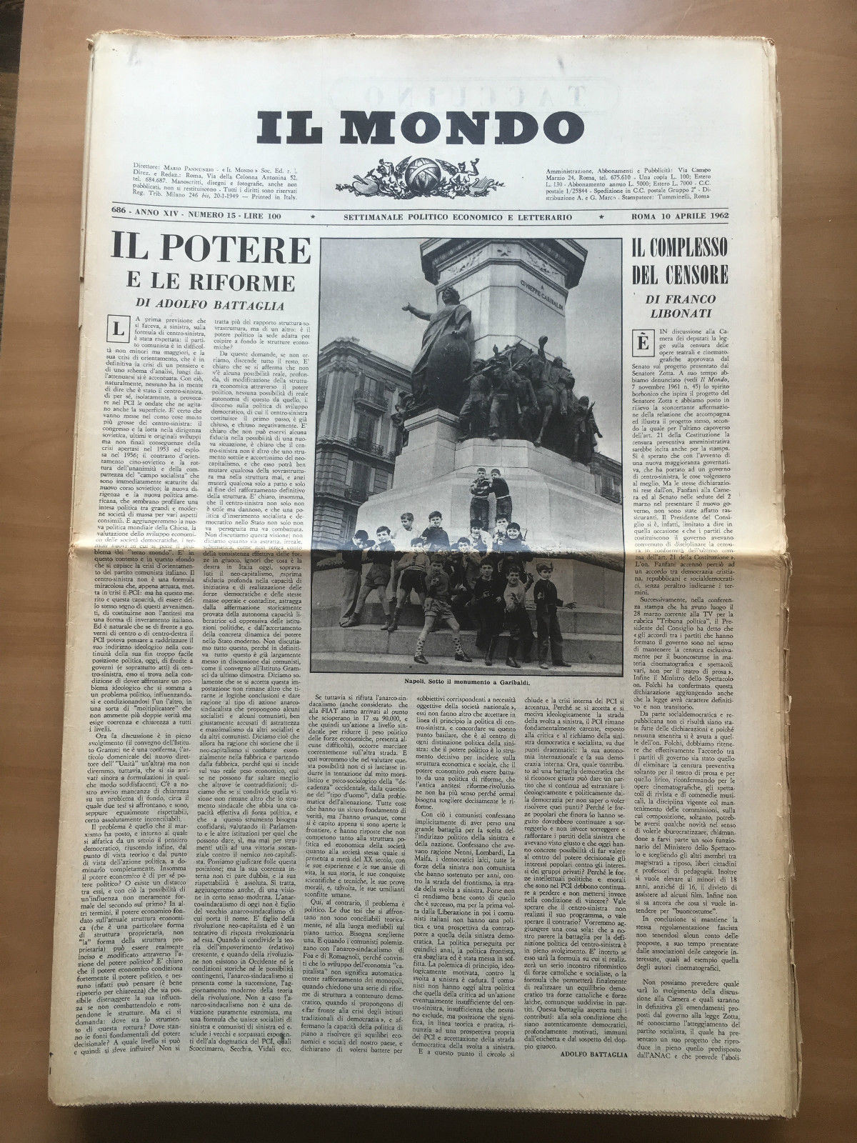 Il Mondo diretto da Mario Pannunzio 686 Anno XIV n^ …