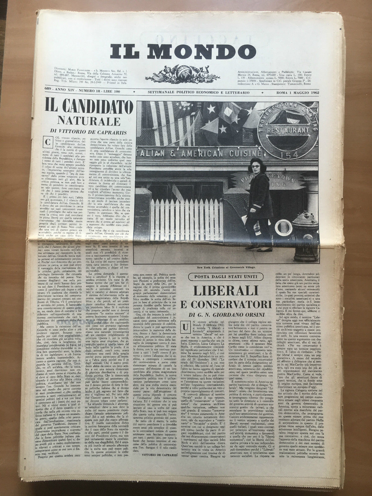 Il Mondo diretto da Mario Pannunzio 689 Anno XIV n^ …