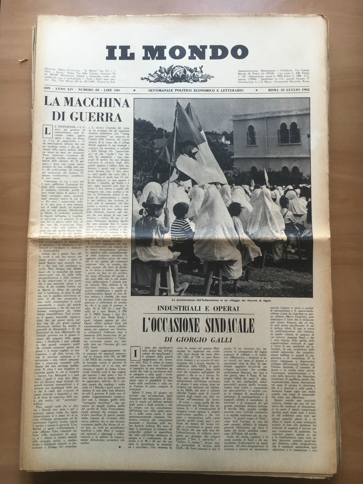 Il Mondo diretto da Mario Pannunzio 699 Anno XIV n^ …