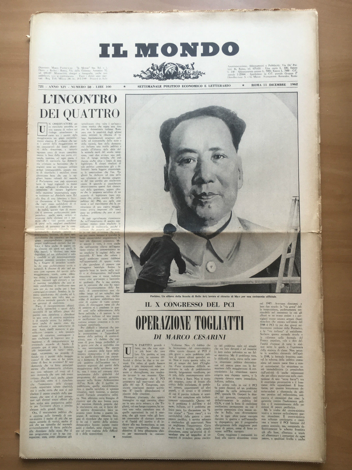 Il Mondo diretto da Mario Pannunzio 721 Anno XIV n^ …