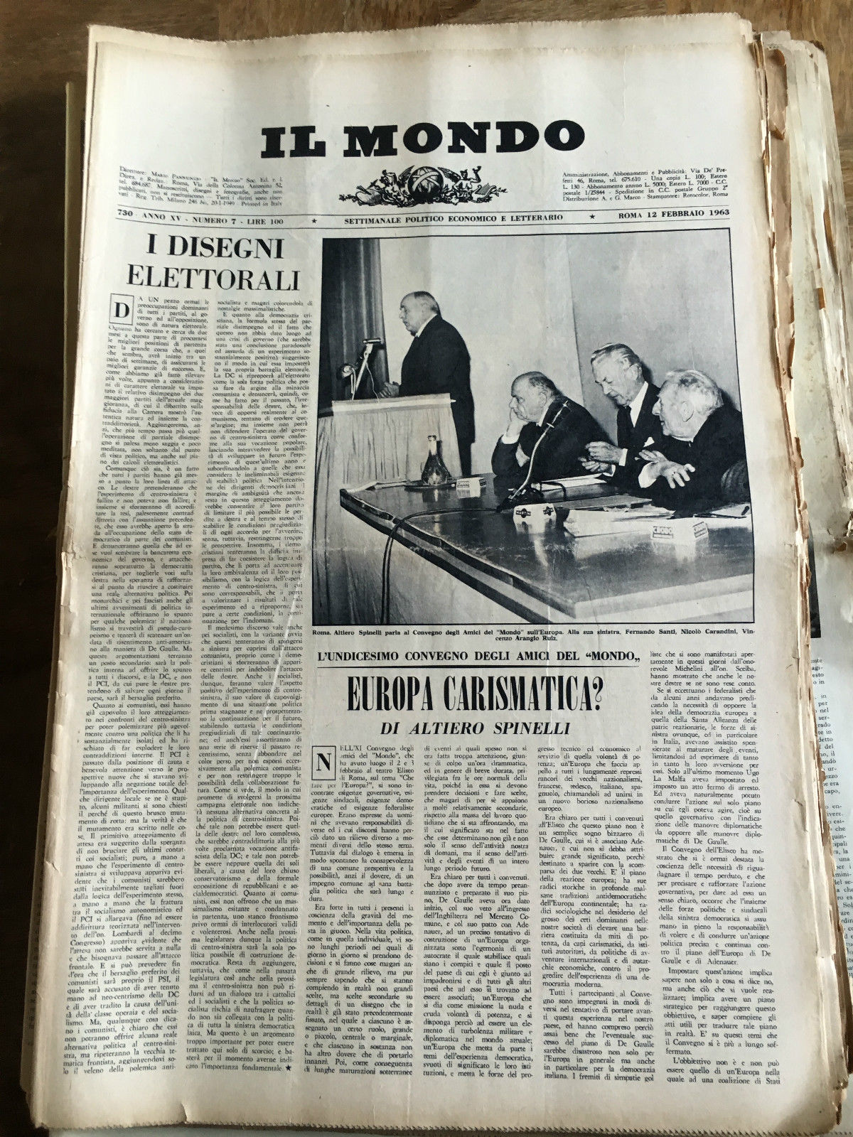 Il Mondo diretto da Mario Pannunzio 730 Anno XV n^ …