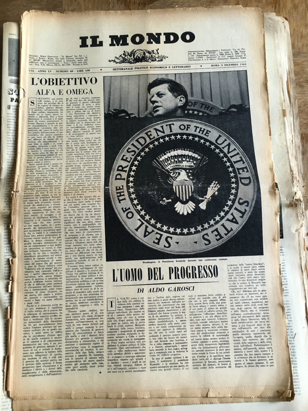 Il Mondo diretto da Mario Pannunzio 772 Anno XV n^ …