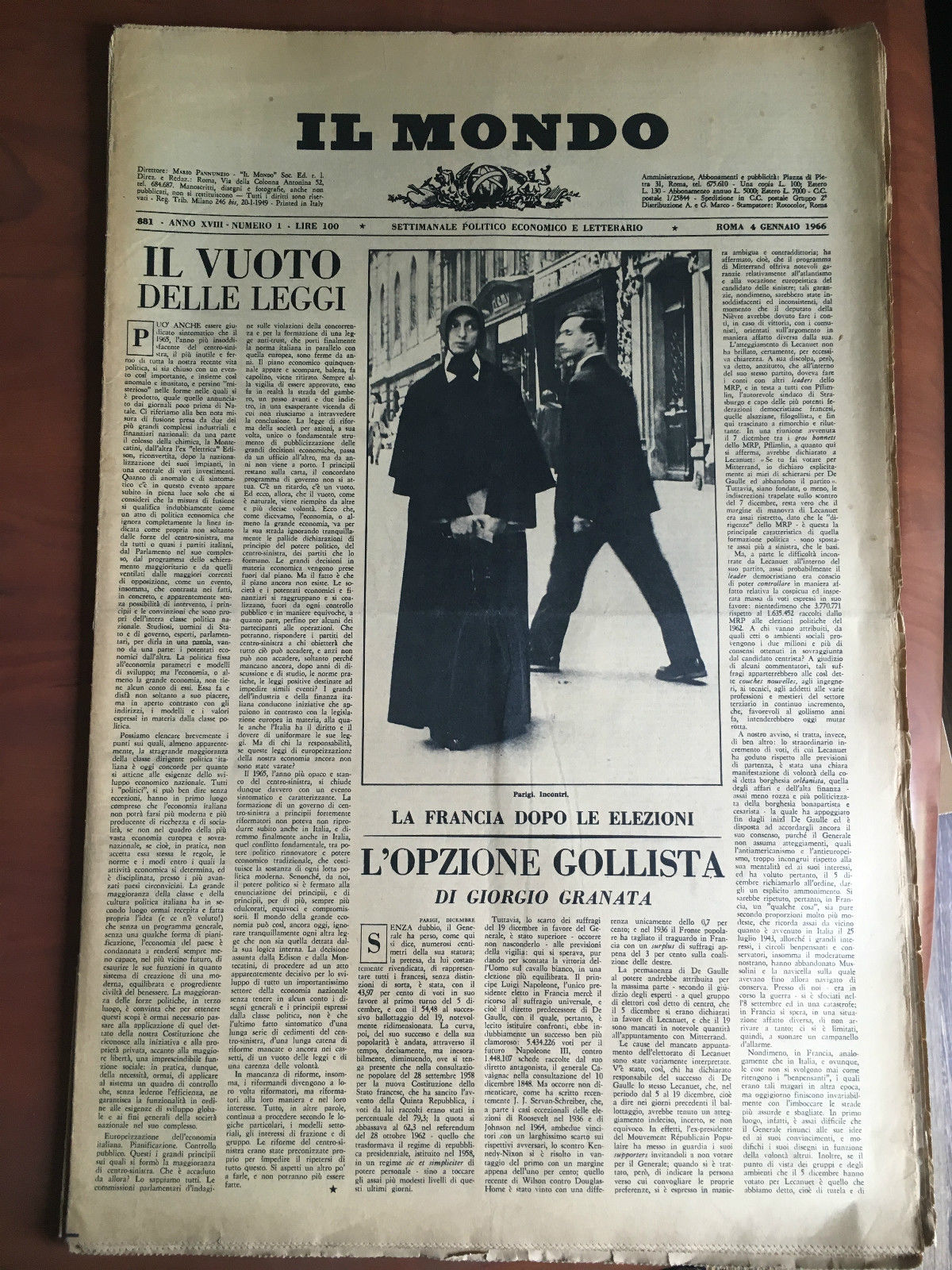 Il Mondo diretto da Mario Pannunzio 881 Anno XVIII n …