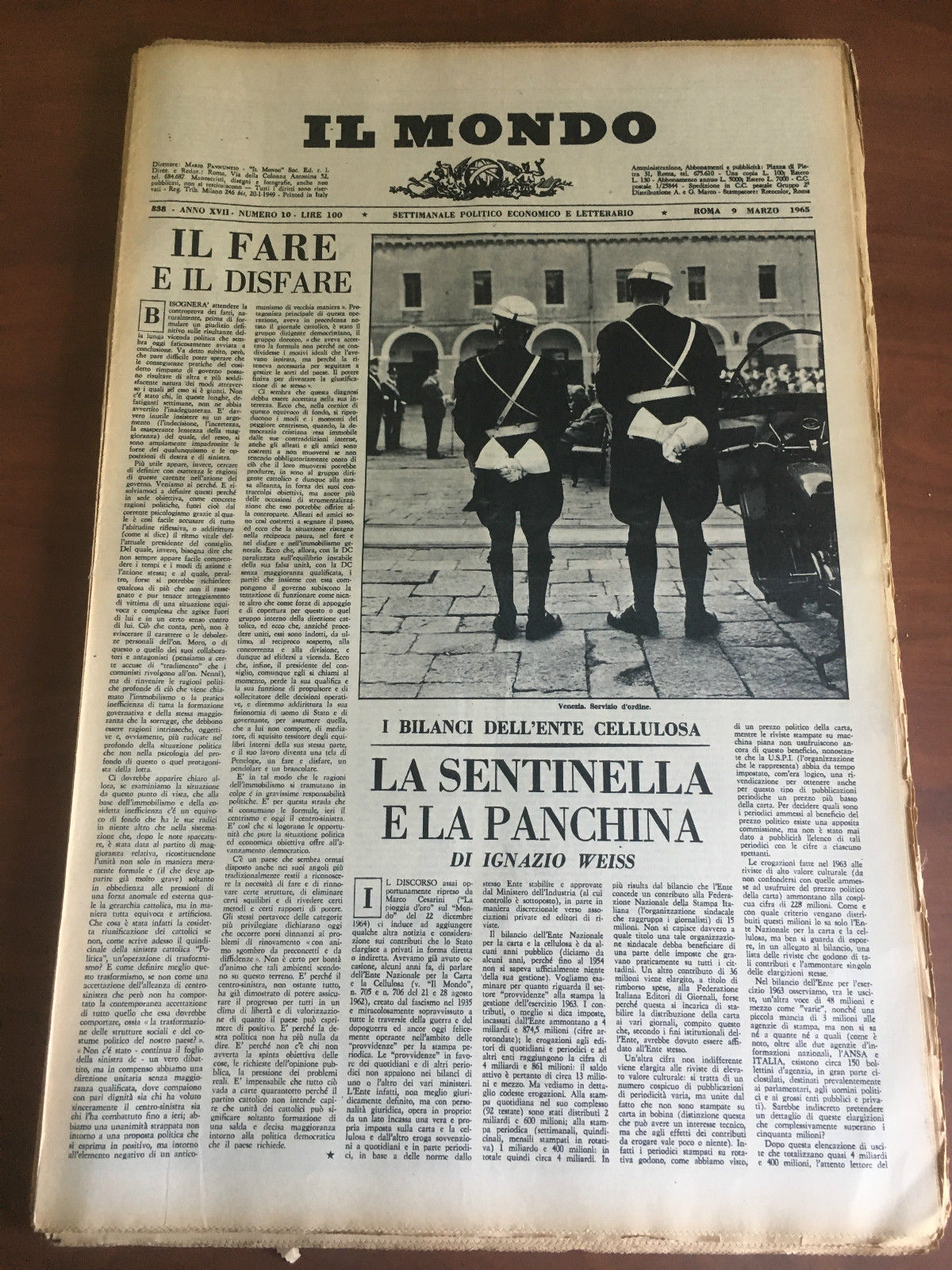 Il Mondo diretto da Mario Pannunzio Anno XVIII n^ 10 …