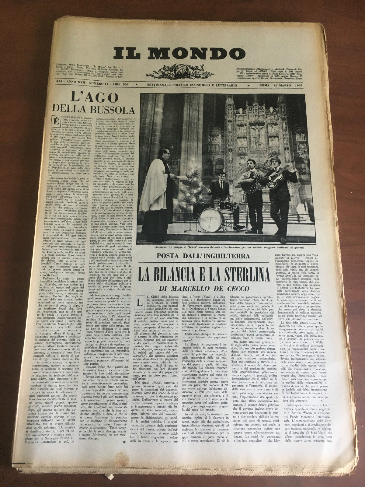 Il Mondo diretto da Mario Pannunzio Anno XVIII n^ 11 …