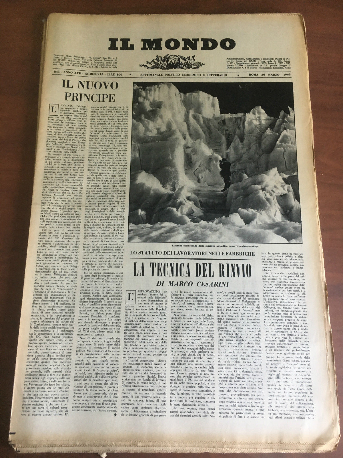 Il Mondo diretto da Mario Pannunzio Anno XVIII n^ 13 …