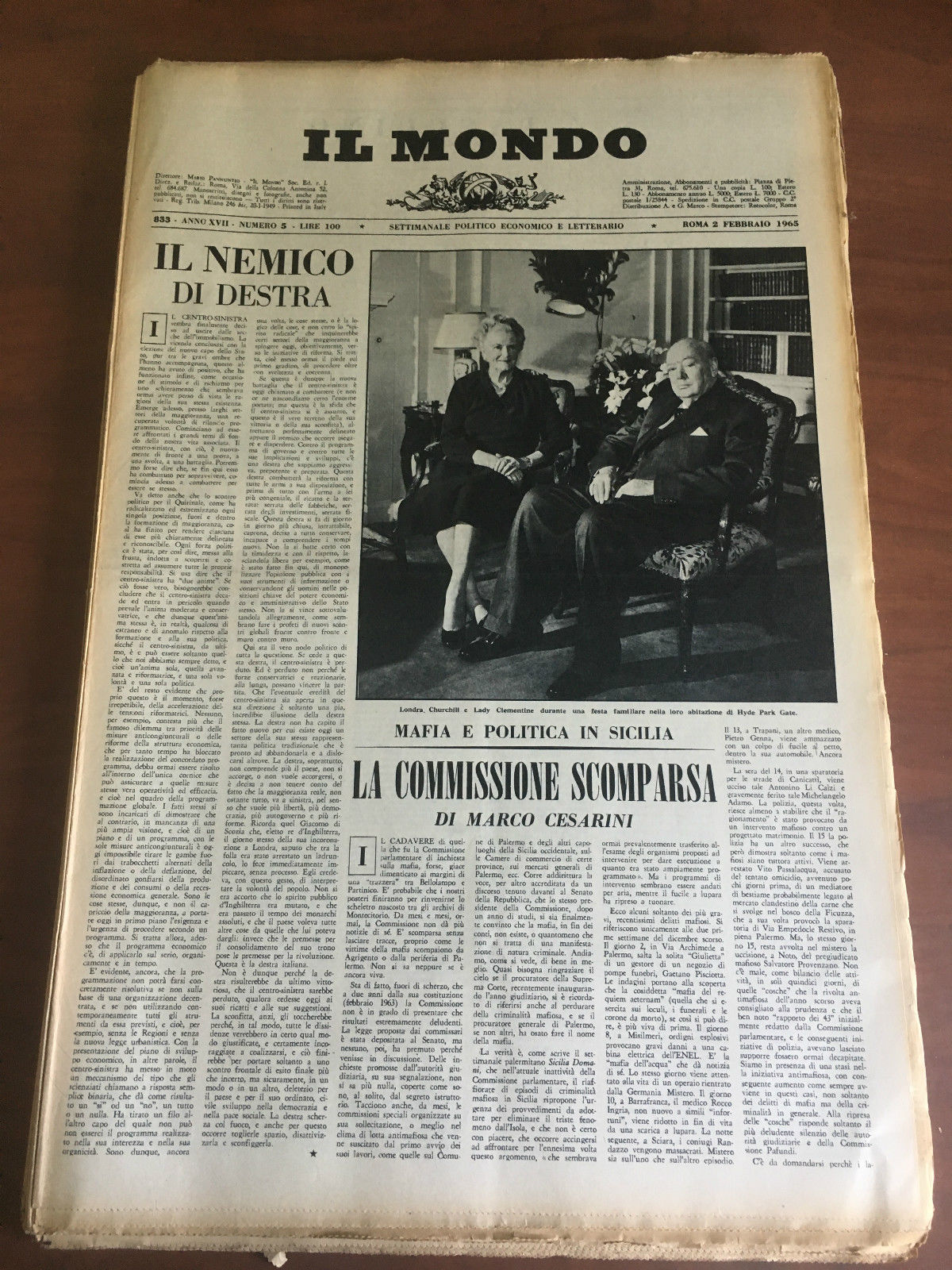 Il Mondo diretto da Mario Pannunzio Anno XVIII n^ 5 …