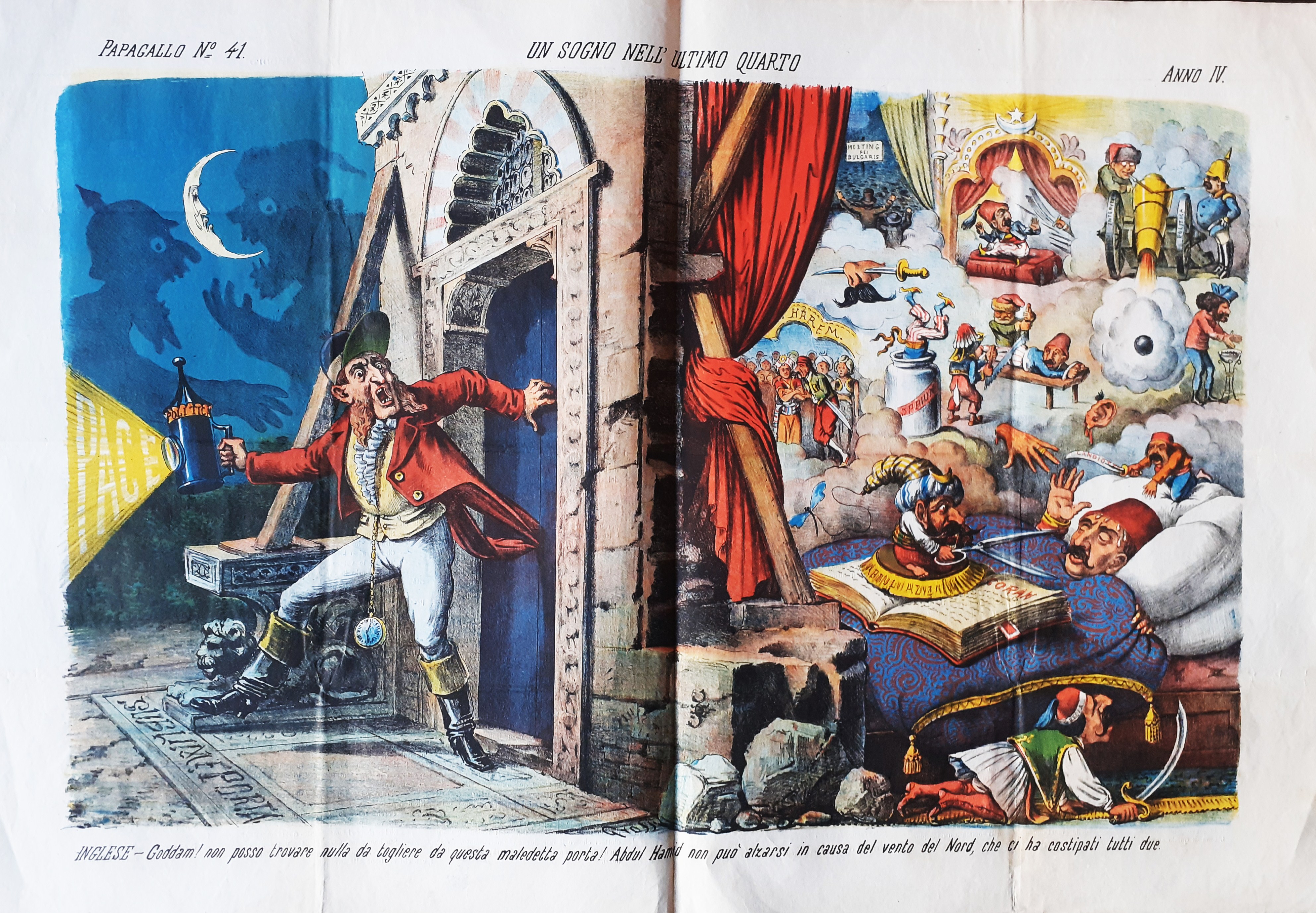 IL PAPAGALLO primo giornale colorato politico 1876