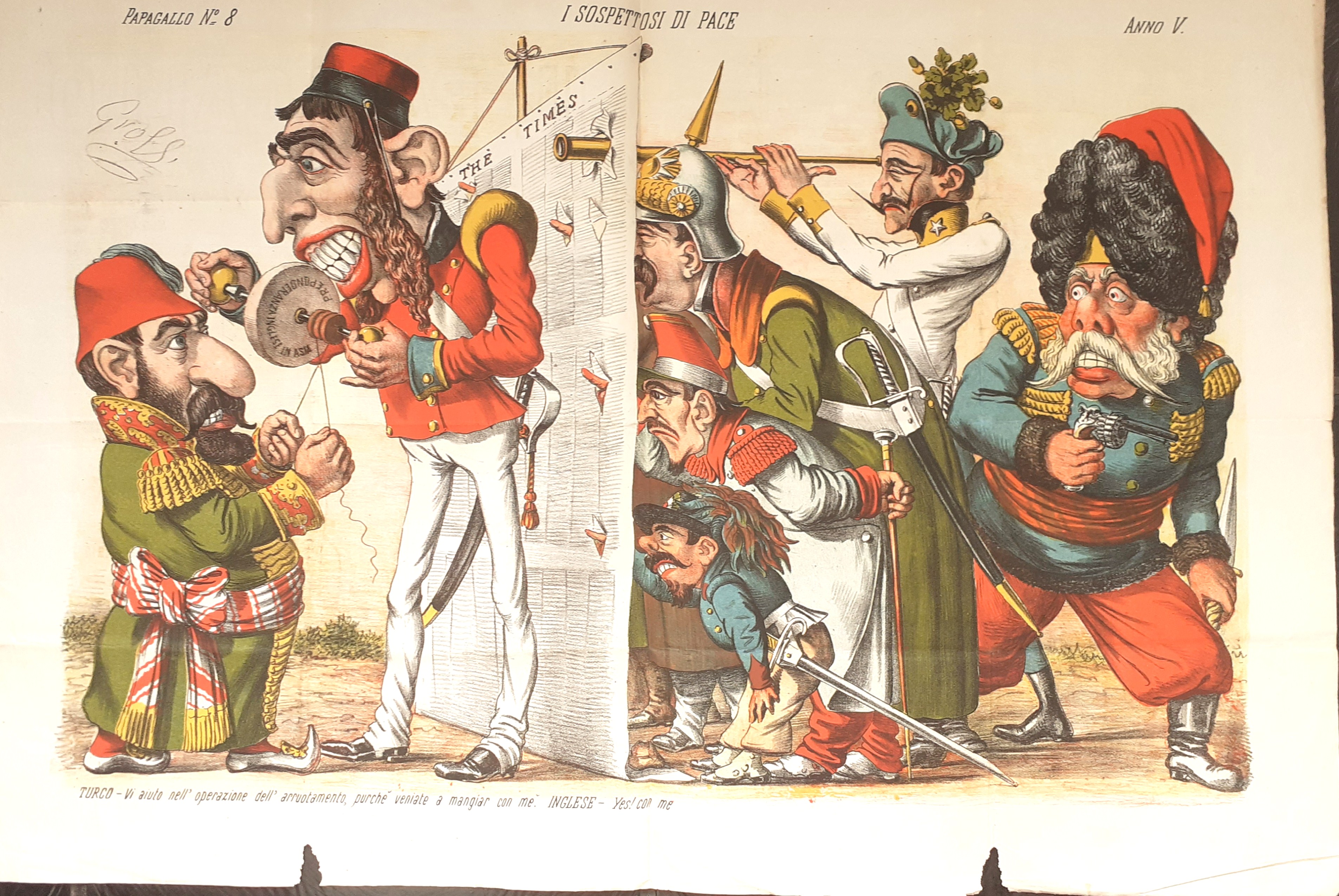 IL PAPAGALLO primo giornale colorato politico 1877