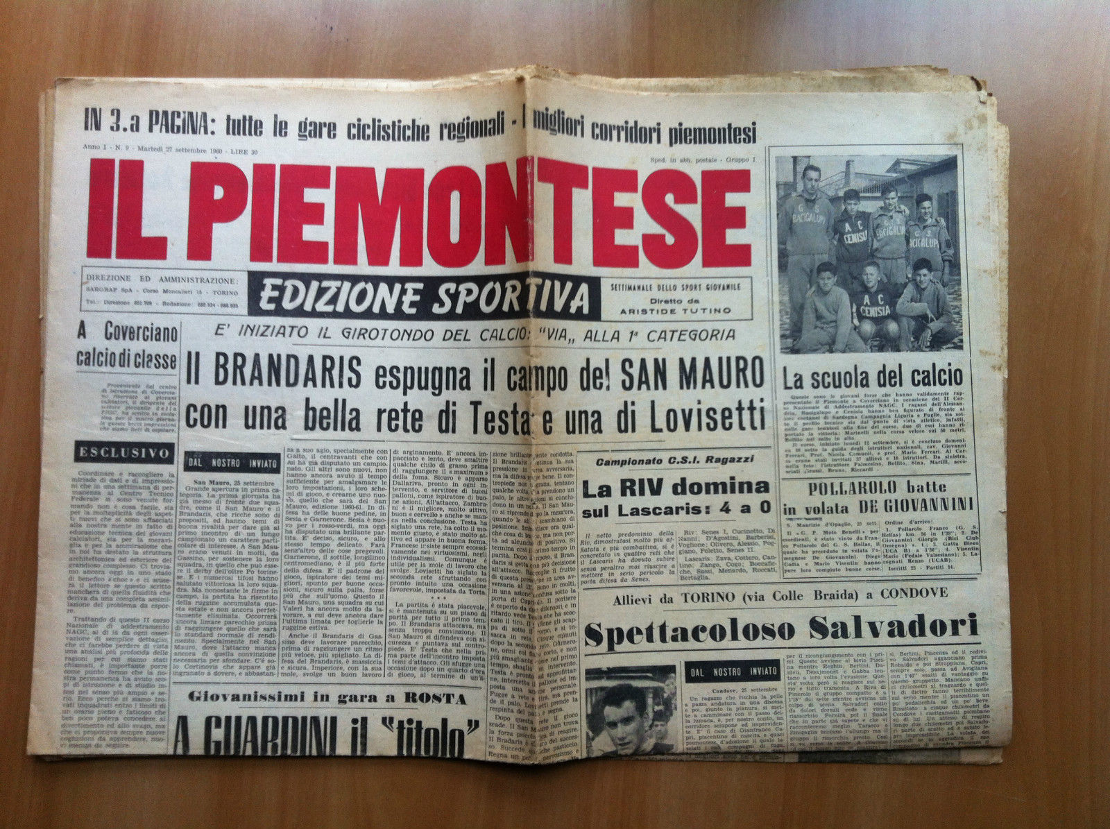 Il Piemontese Anno I n^ 9 Martedì 27 Settembre 1960 …