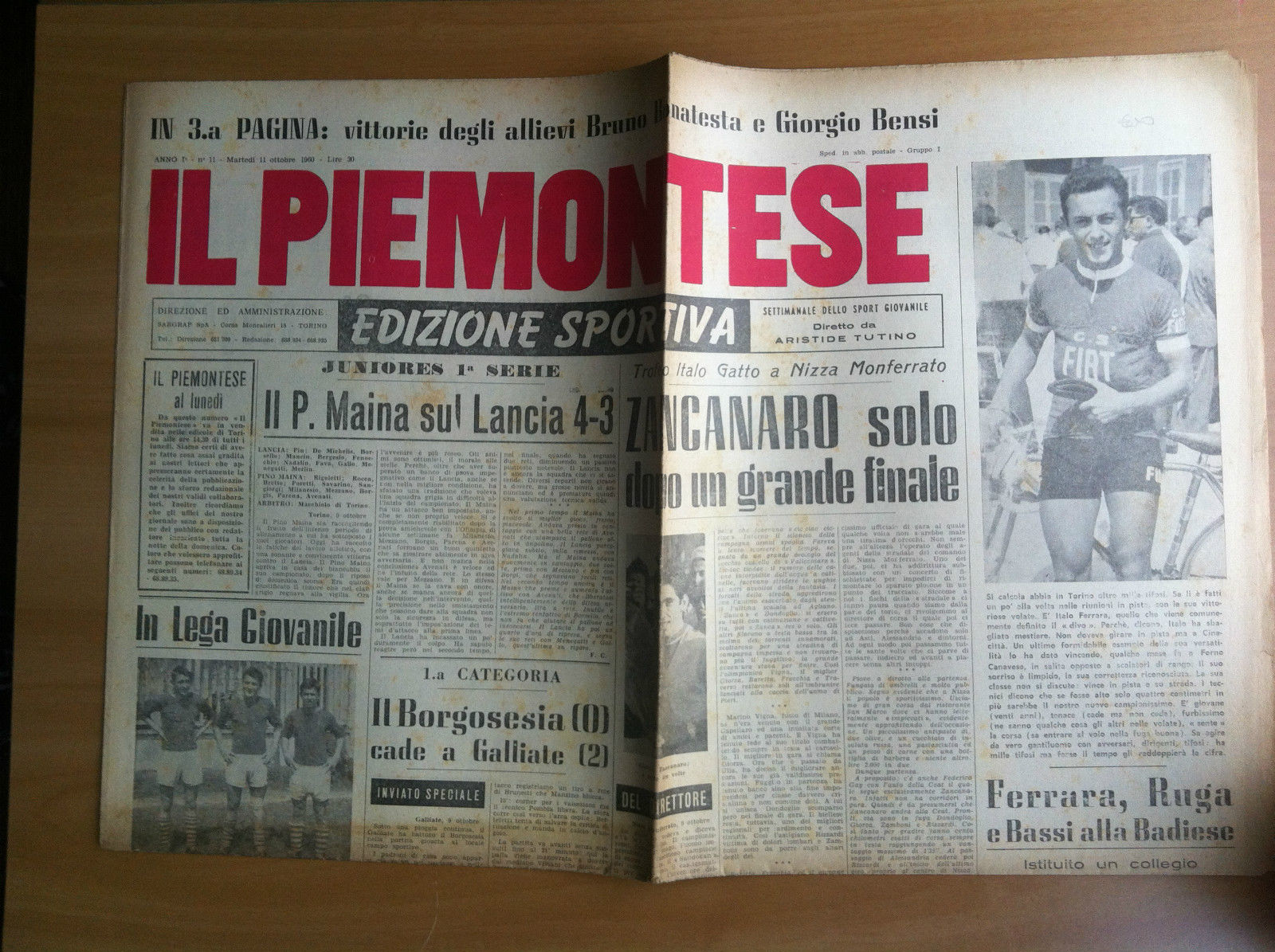 Il Piemontese edizione sportiva Anno 1 n^ 11 Martedì 11 …