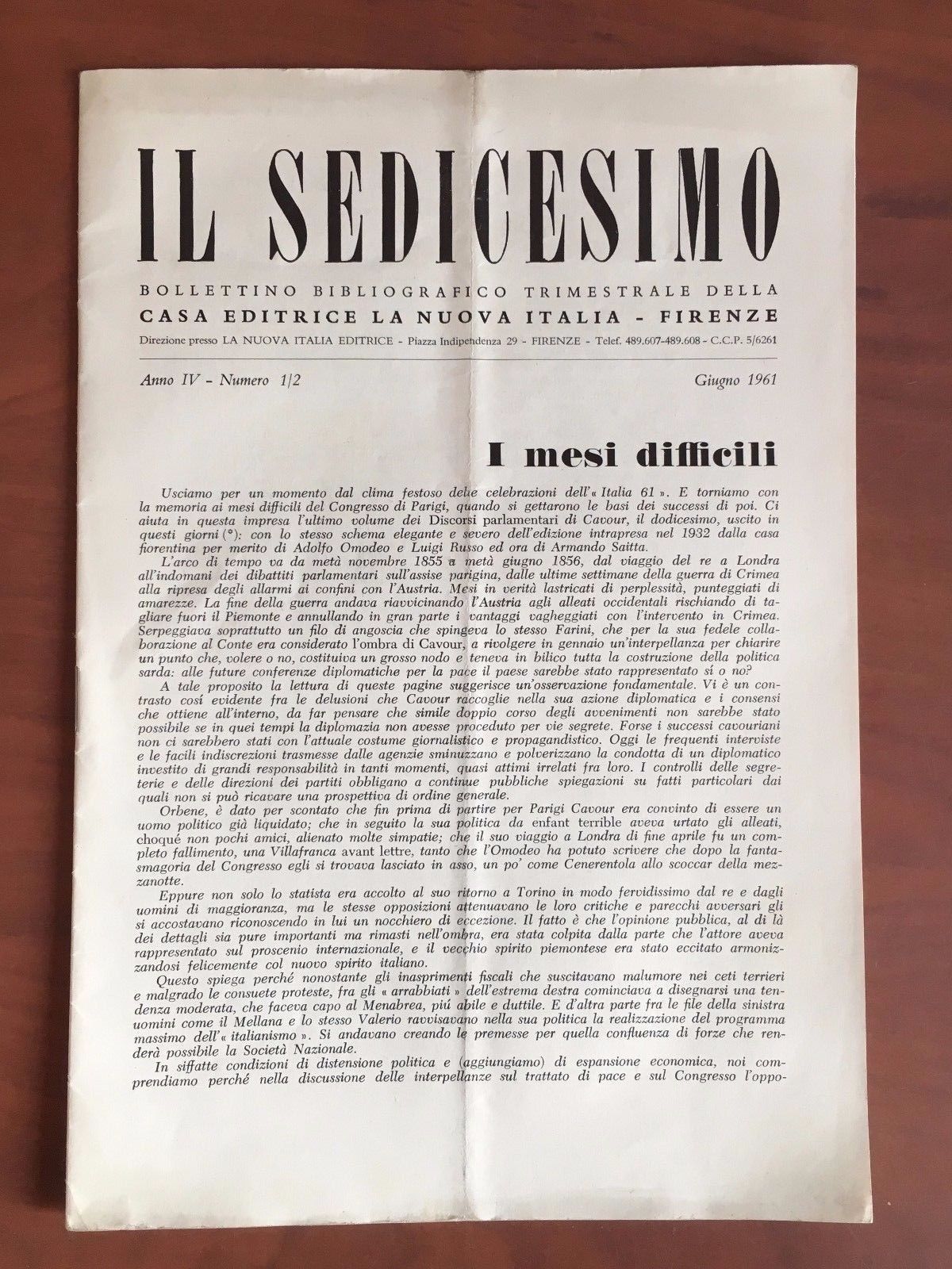 Il Sedicesimo bollettino bibliografico Casa Ed. La Nuova Italia 1961 …