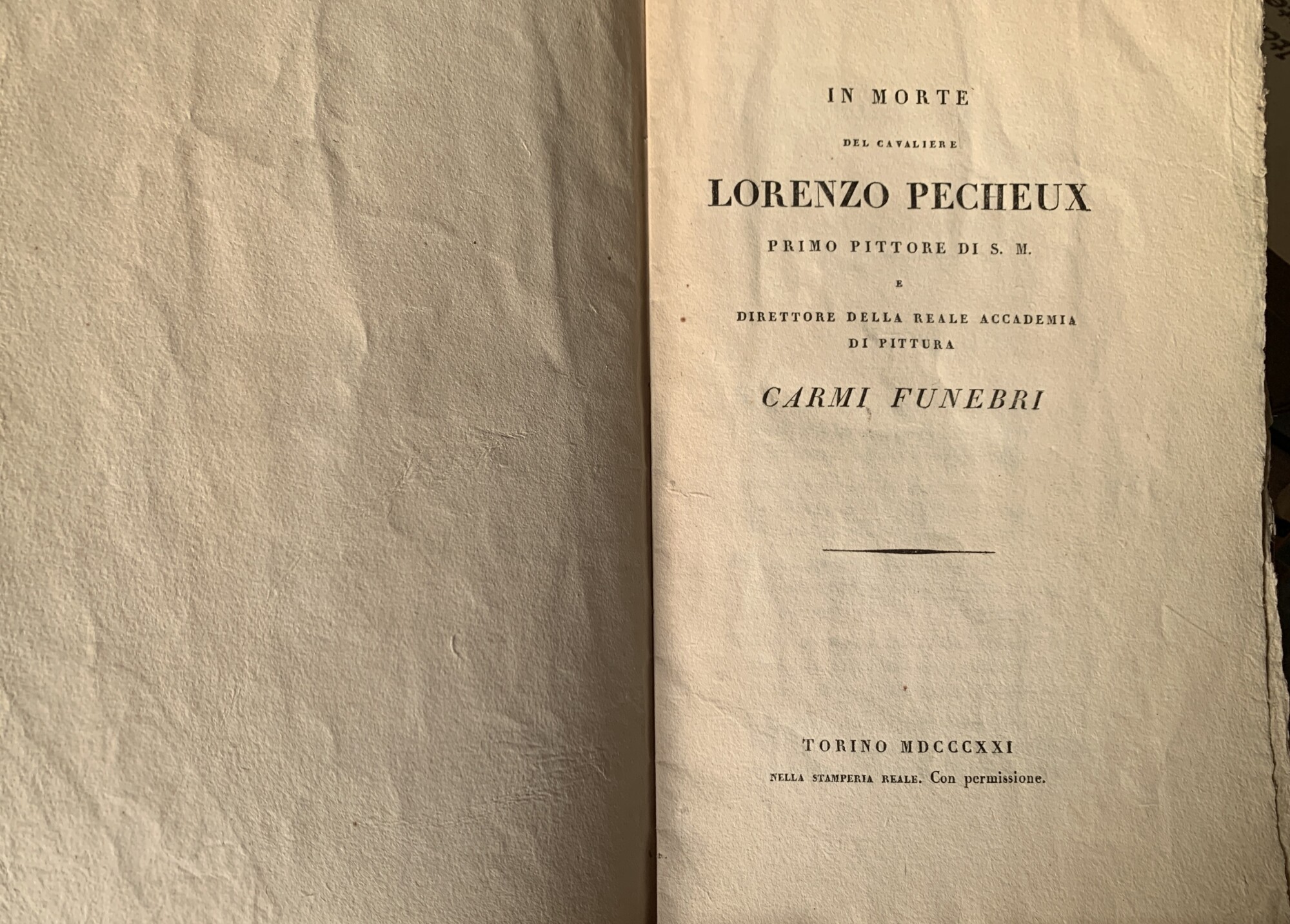 In morte del Cavaliere Lorenzo Pecheux, Primo Pittore di S. …