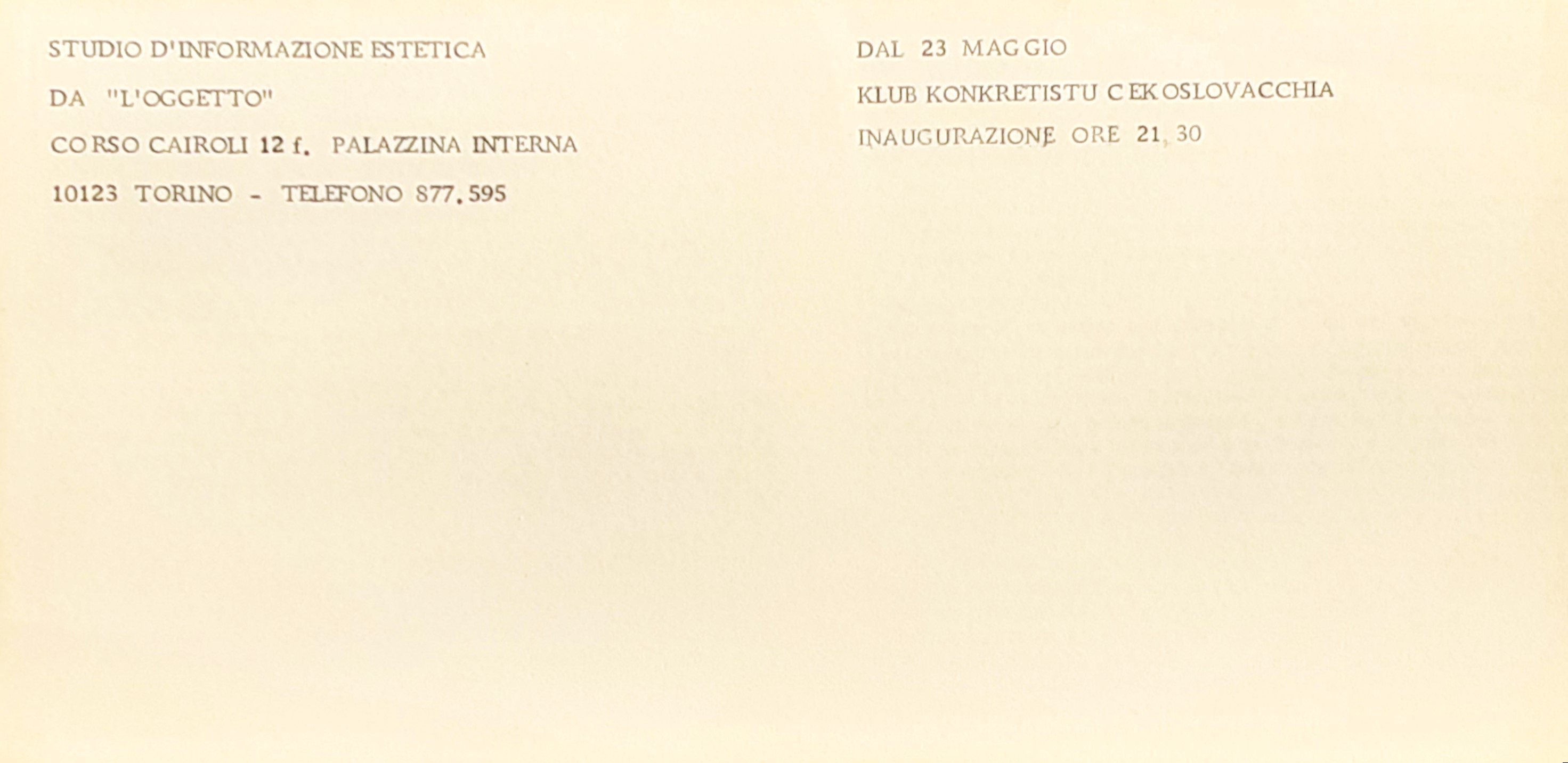 Invito Mostra club Concretisti - KK allo Studio d'informazione estetica …