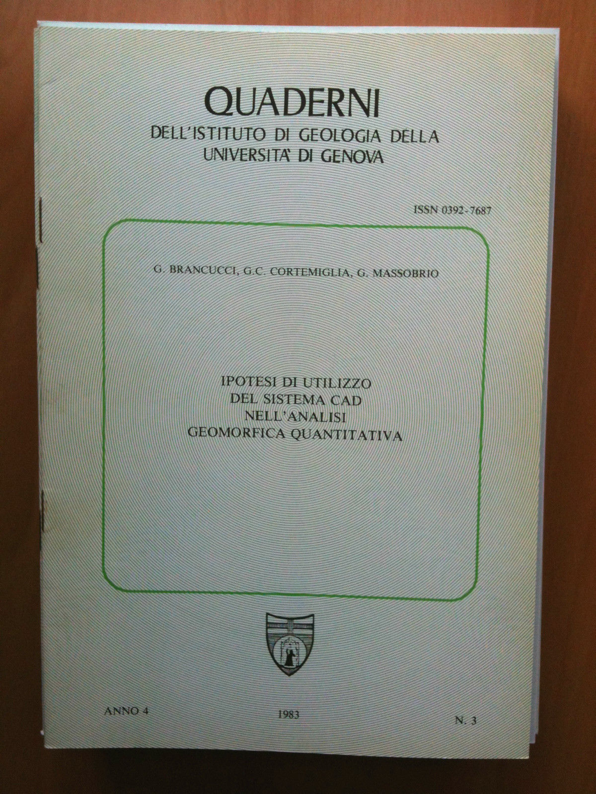 Ipotesi utilizzo sistema CAD nell'analisi geomorfica quantitativa 1983