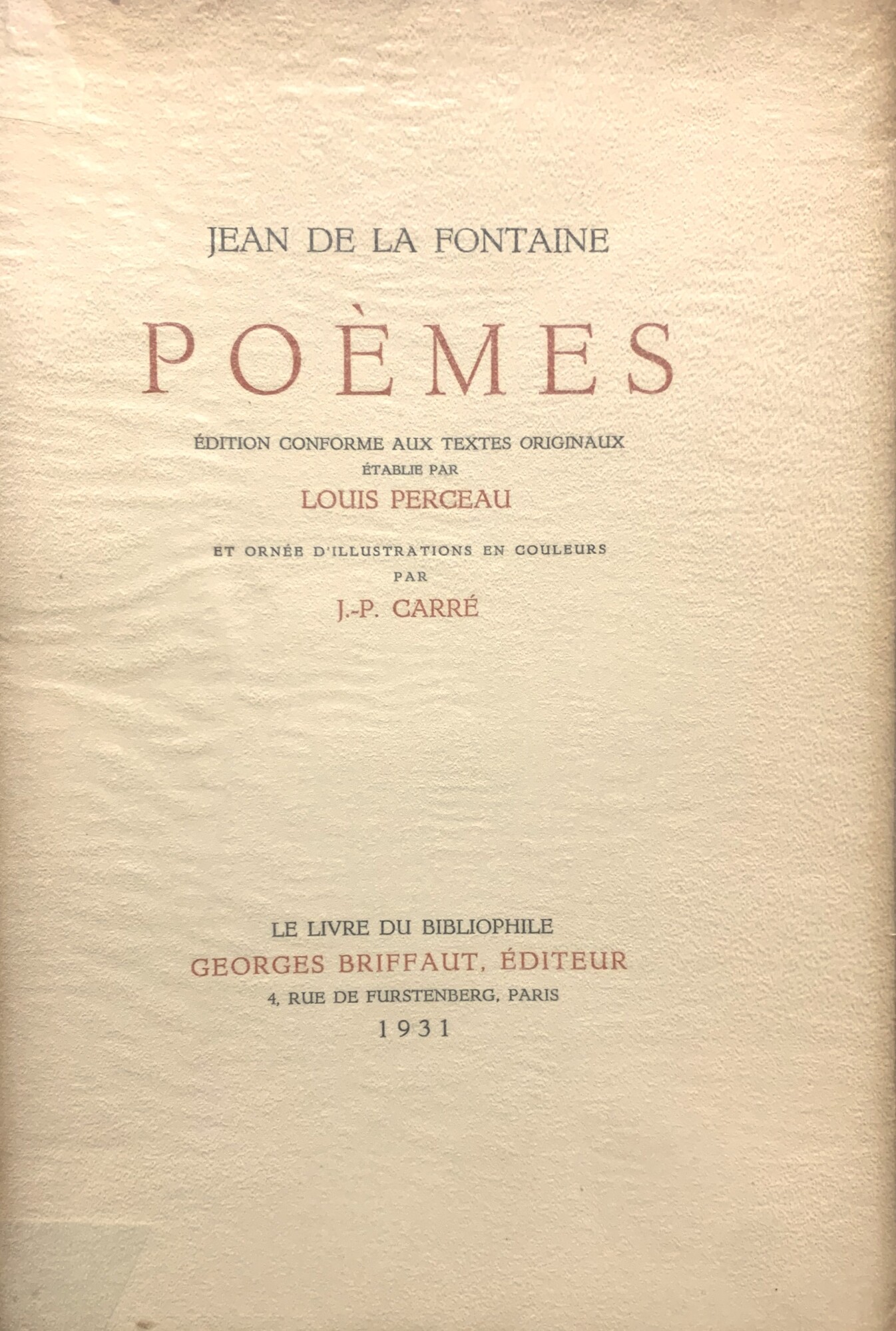 Jean de La Fontaine. Poèmes