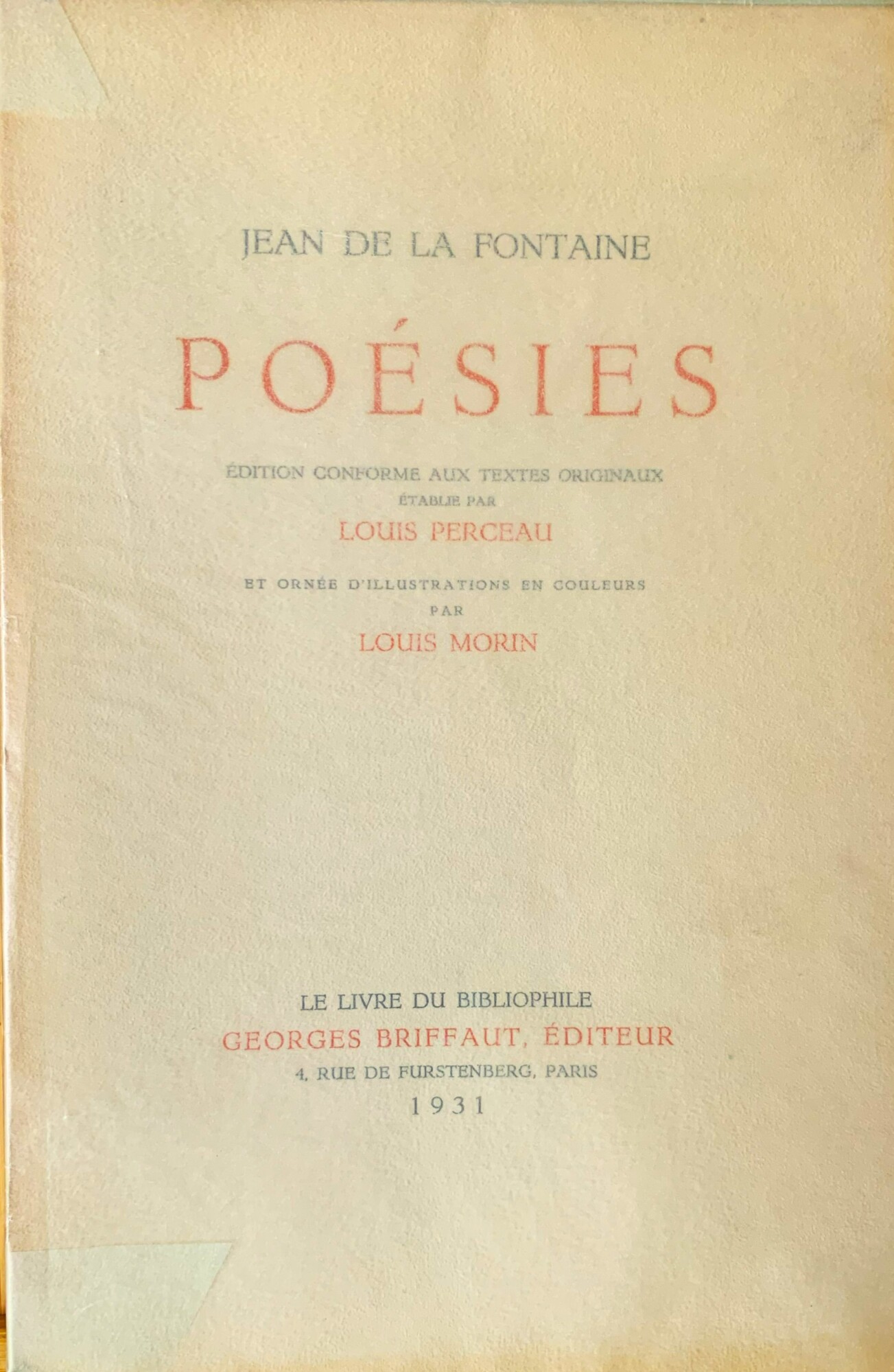Jean de La Fontaine. Poésies