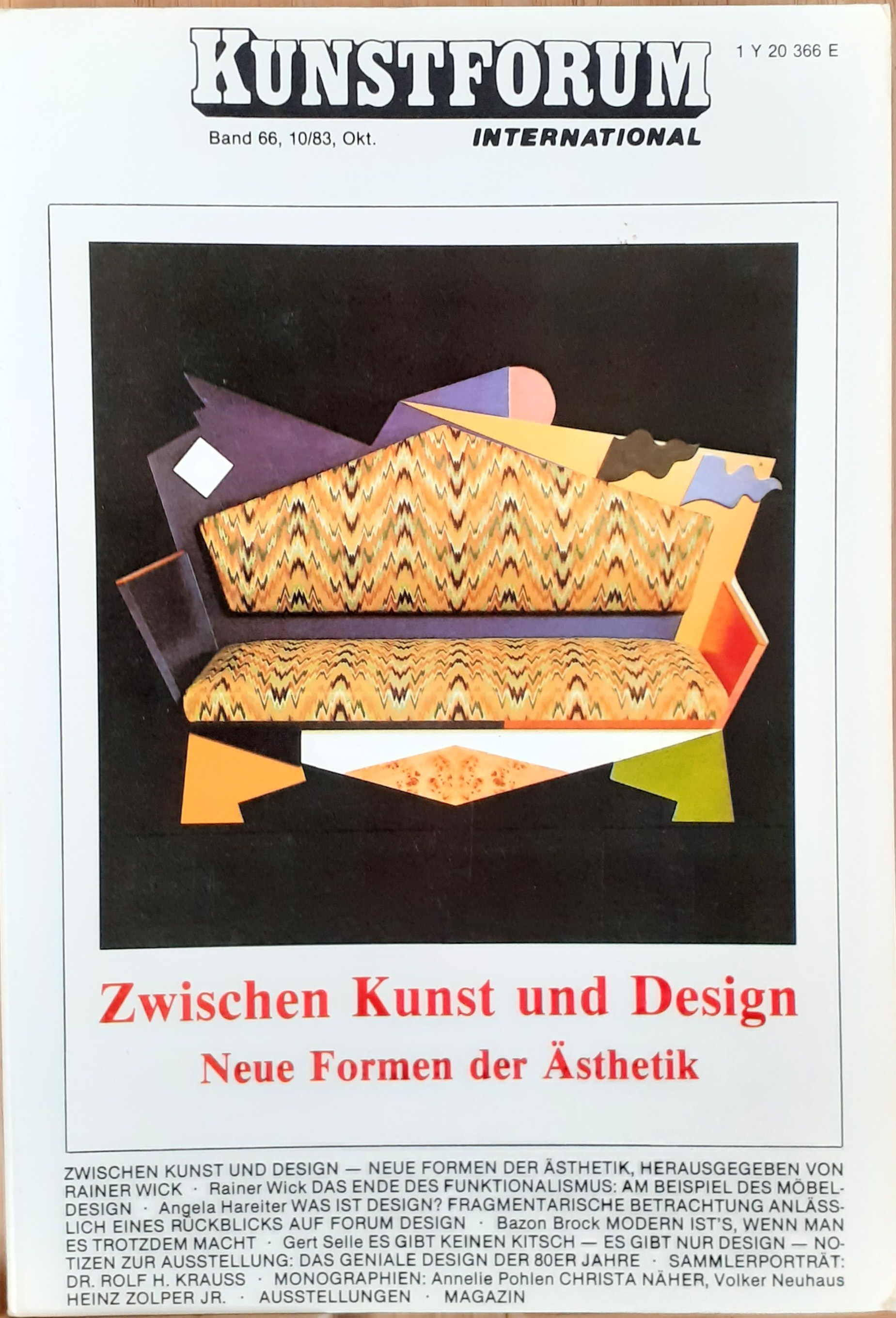 Kunstforum 66 Zwischen Kunst und design 1983 E6563