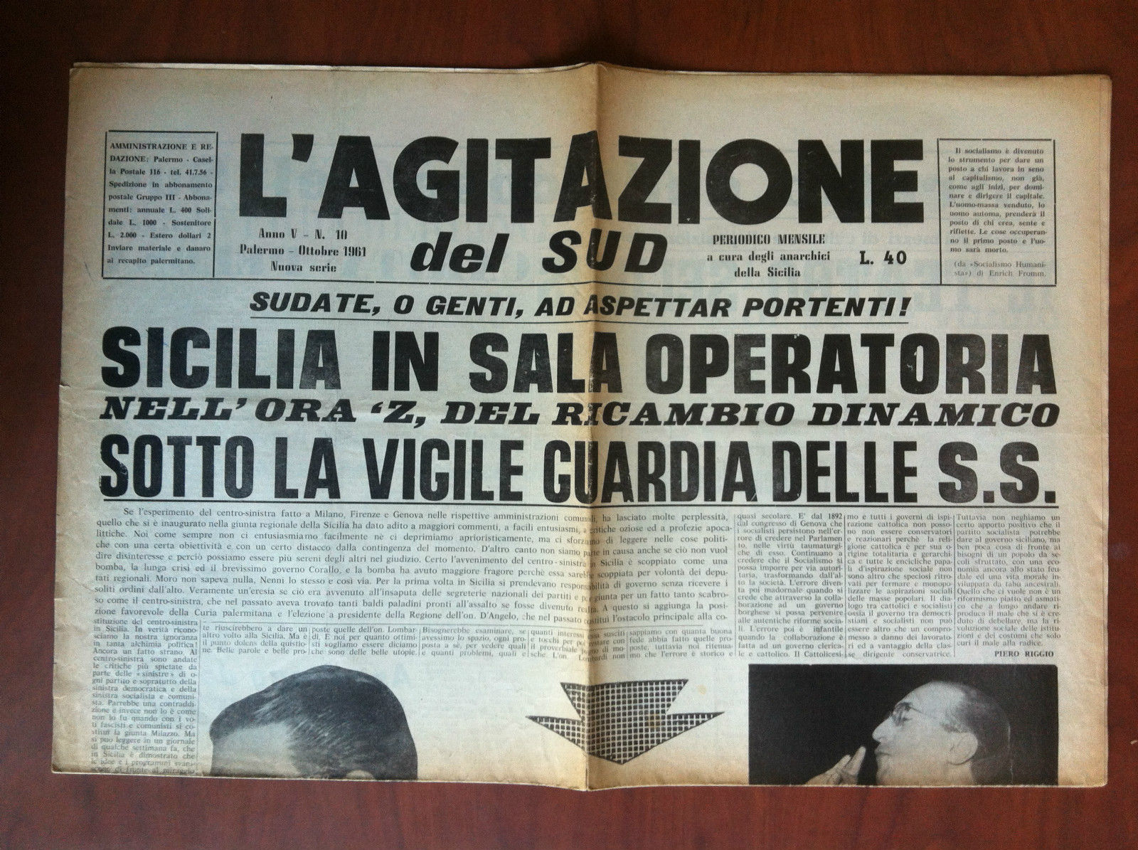 L'Agitazione del Sud Ottobre 1961 indirizzato a Ilario Margarita - …
