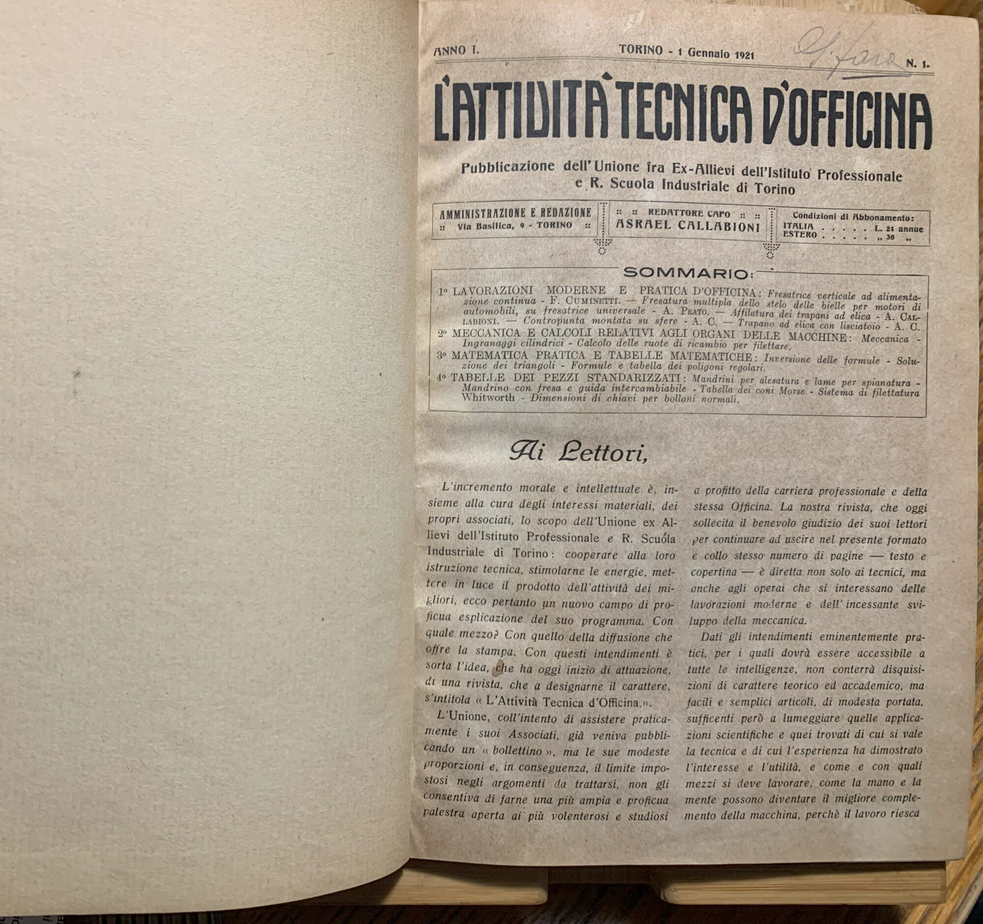 L'attività tecnica d'officina. Pubblicazione dell'Unione fra Ex-Allievi dell'Istituto Professionale e …