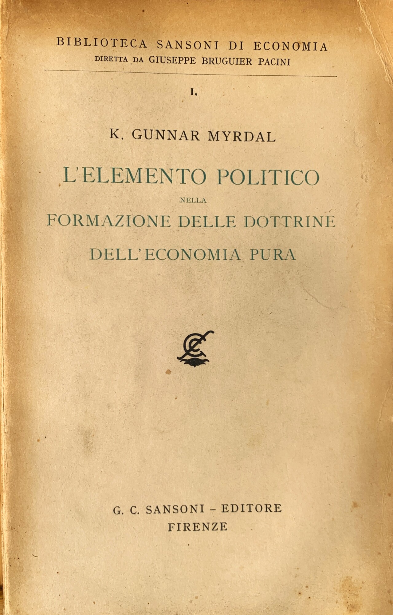 L'elemento politico nella formazione delle dottrine dell'economia pura