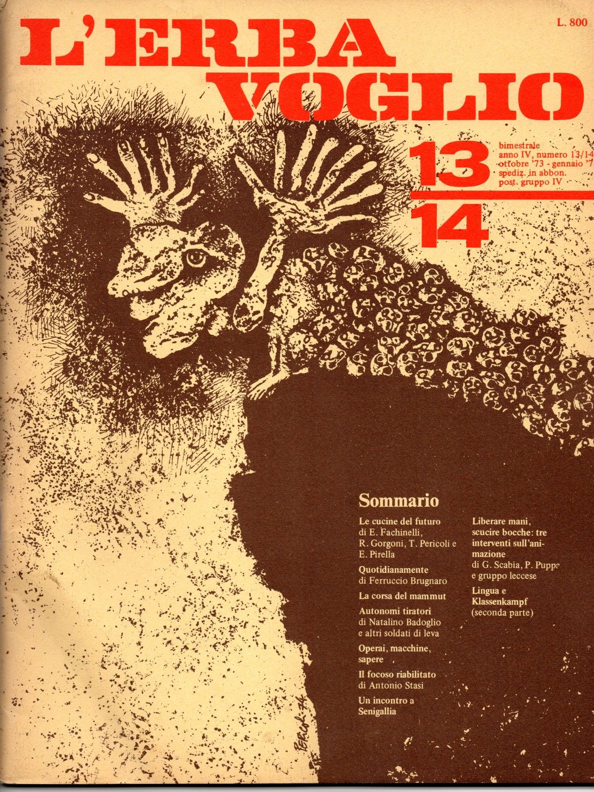 L'ERBA VOGLIO bimestrale Tullio Pericoli N^13/14 1974