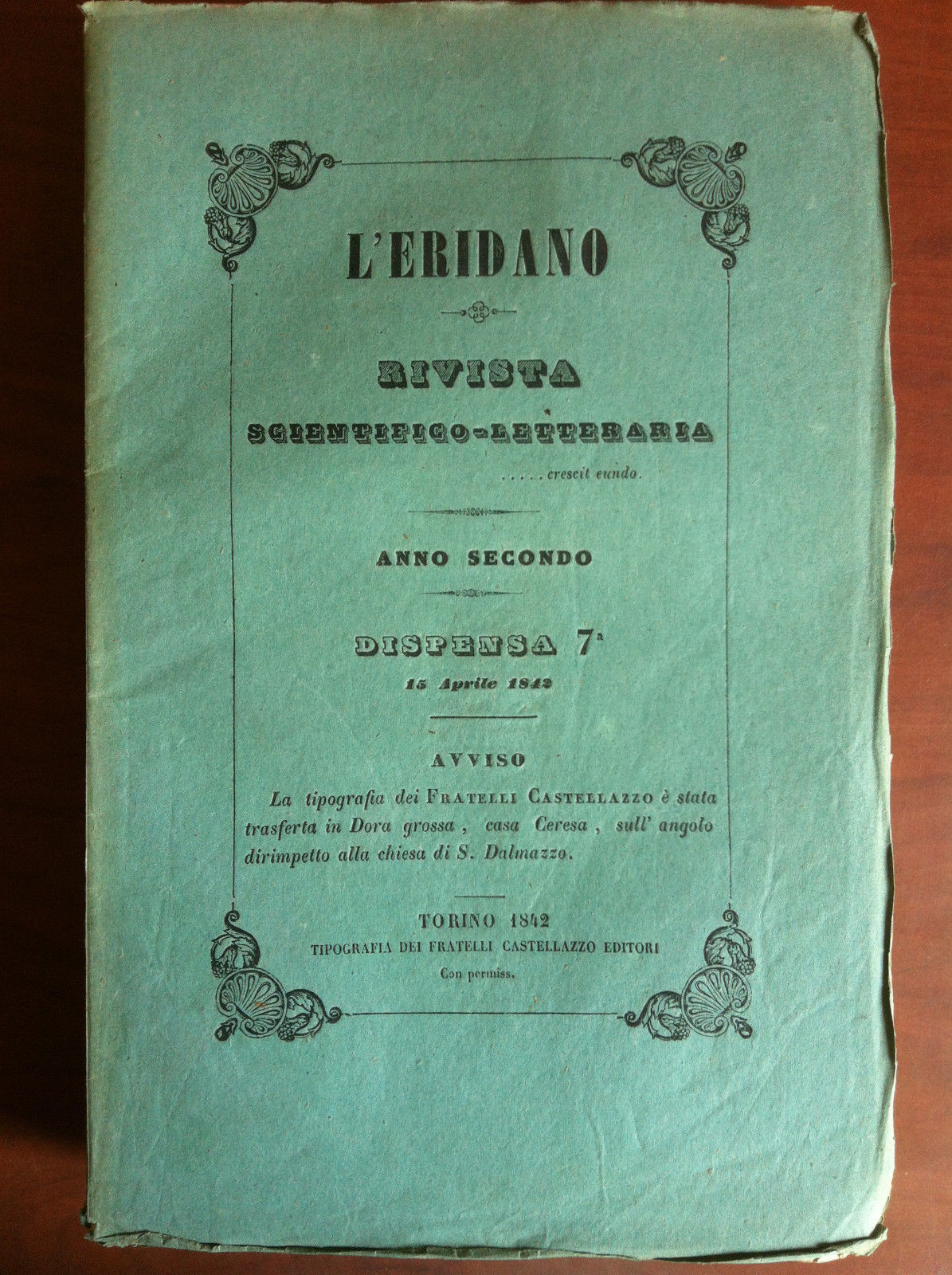L'Eridano anno secondo dispensa n^ 7 Aprile 1842 - E14004