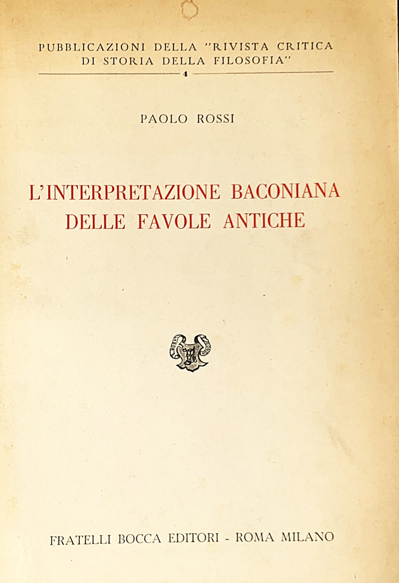 L'interpretazione baconiana delle favole antiche