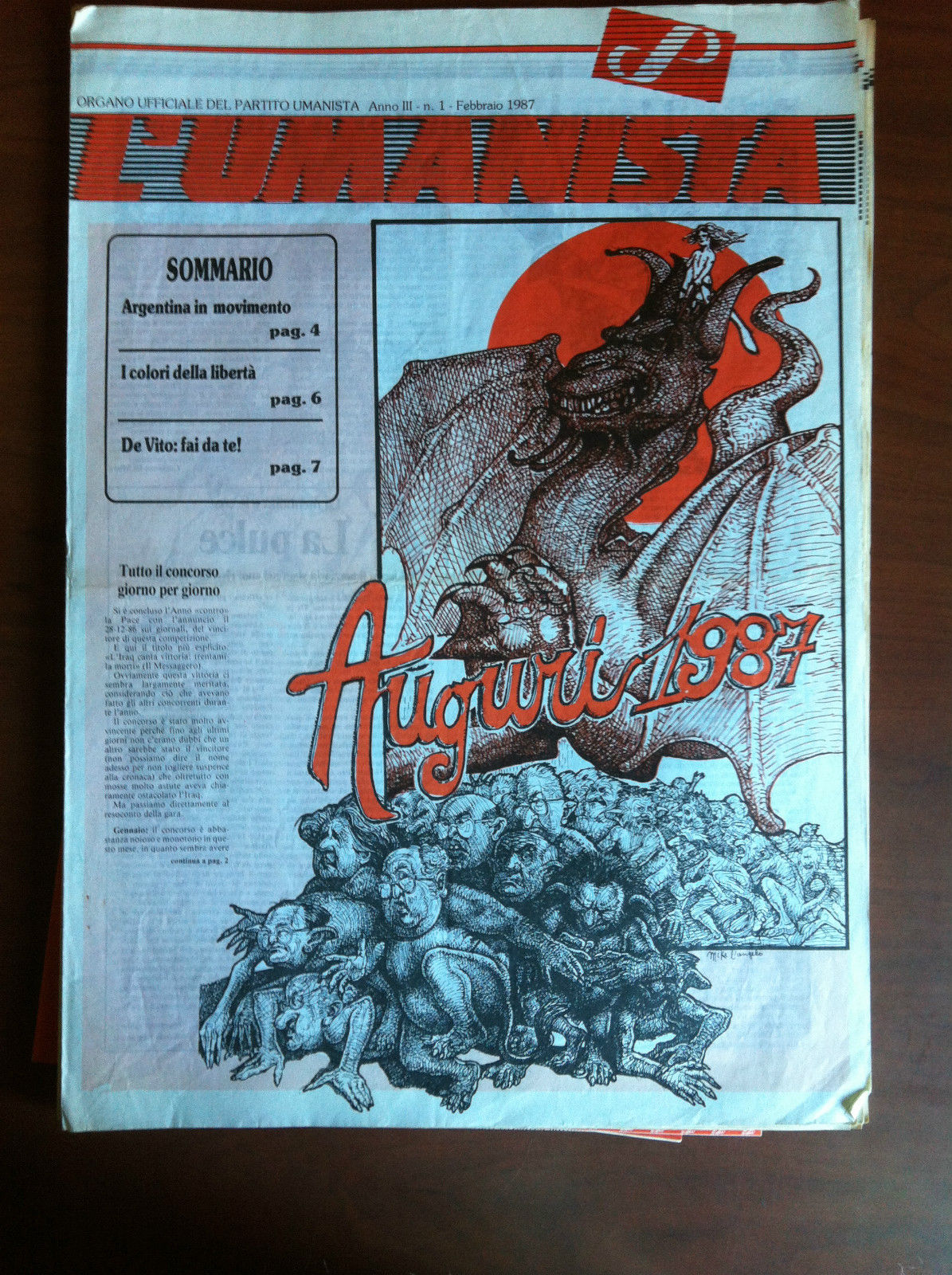 L' Umanista Anno III n^ 1 Febbraio 1987 - E11040