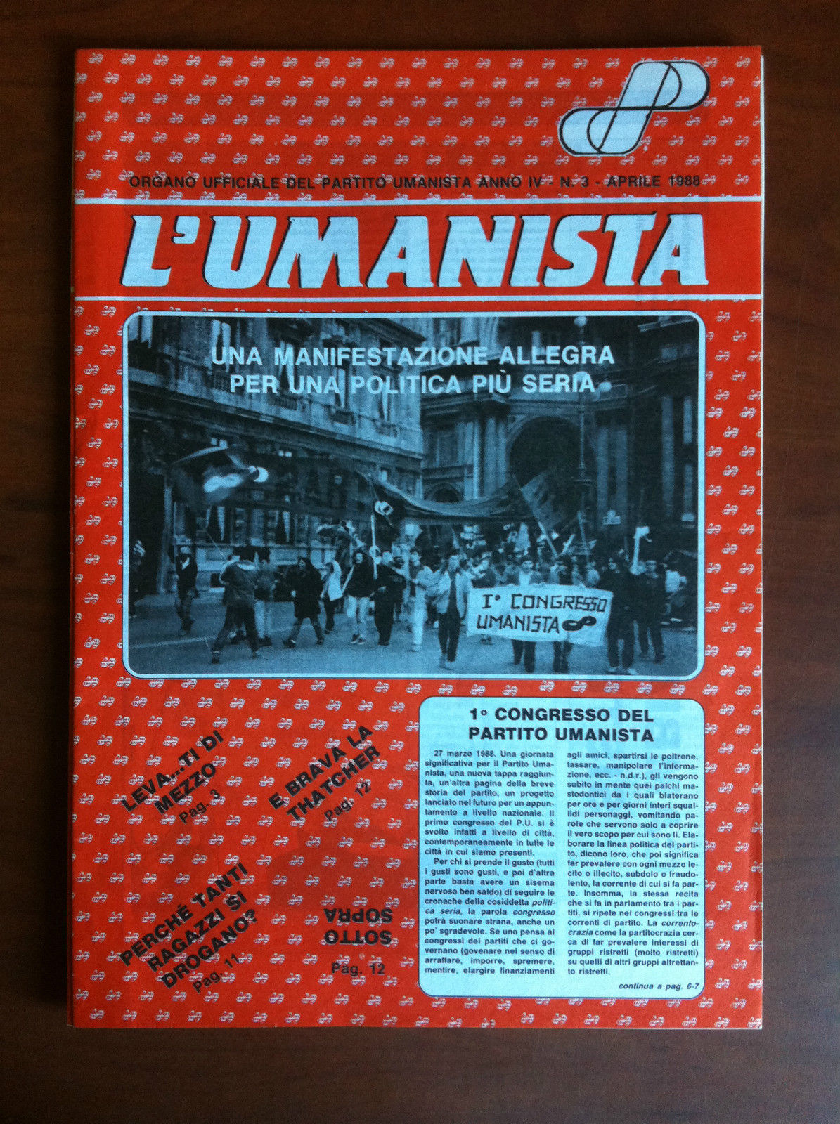 L' Umanista Anno IV n^ 3 Aprile 1988 - E11050