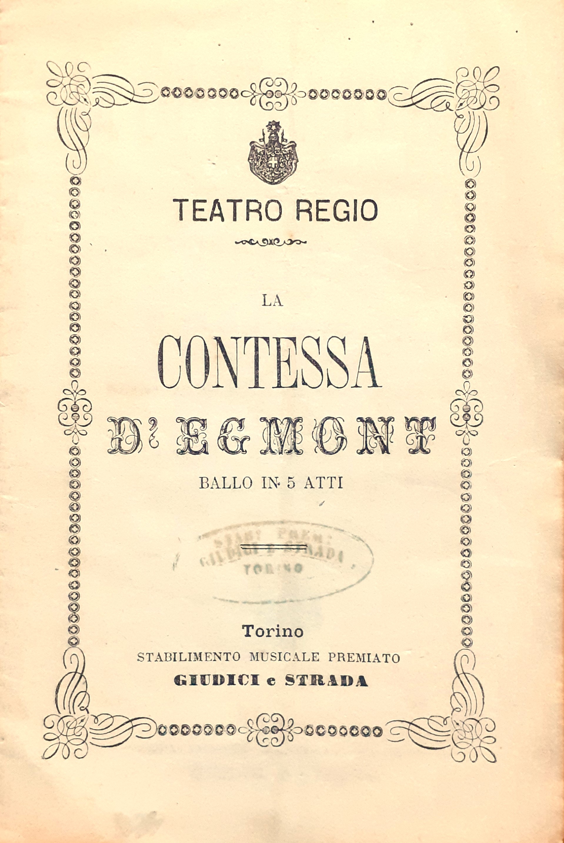 La Contessa D'Egmont Ballo in cinque atti Teatro Regio Torino …